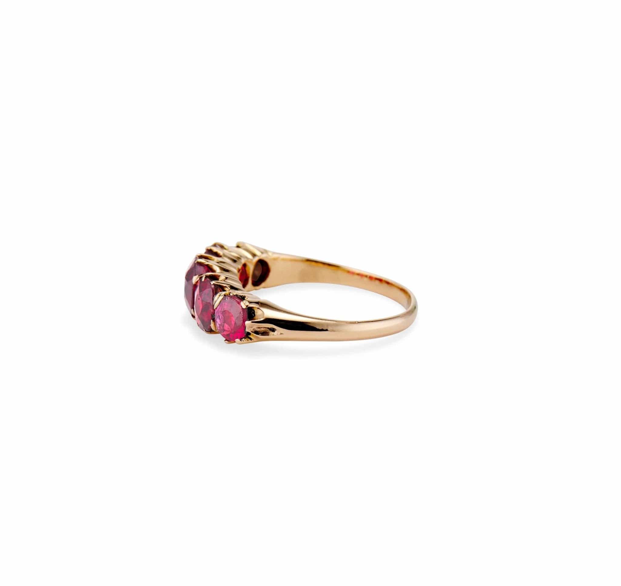 19th Century Victorian Five Stone Garnet and Spinel Ring - Image 3