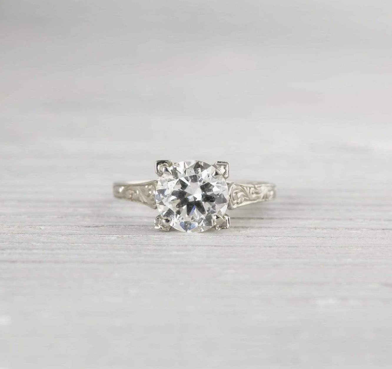 2.02 Carat Vintage Art Deco Solitaire Engagement Ring - Image 2