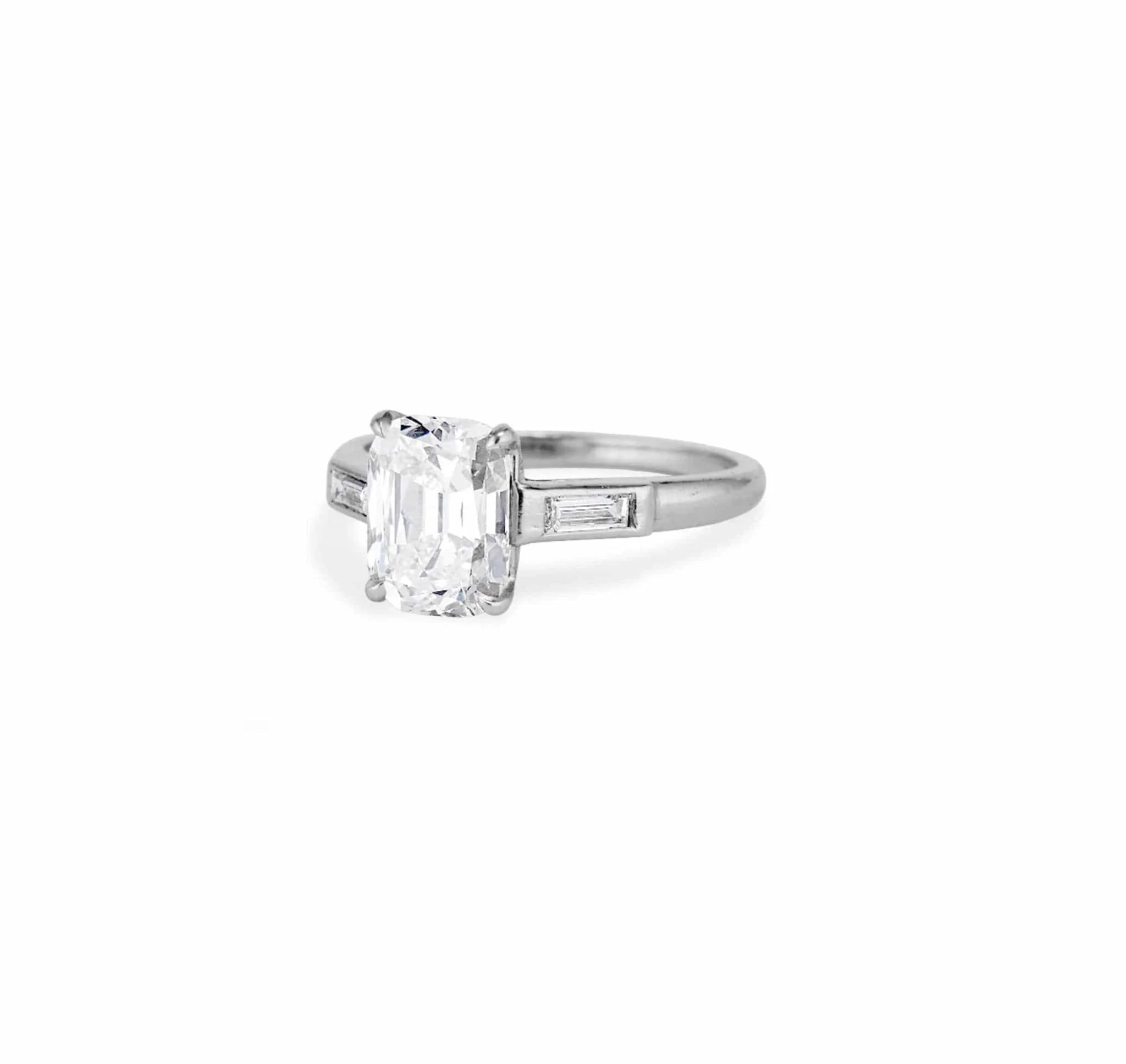 Mid Century 2.09 Carat Elongated Cushion Brilliant Cut Diamond Ring - Image 2