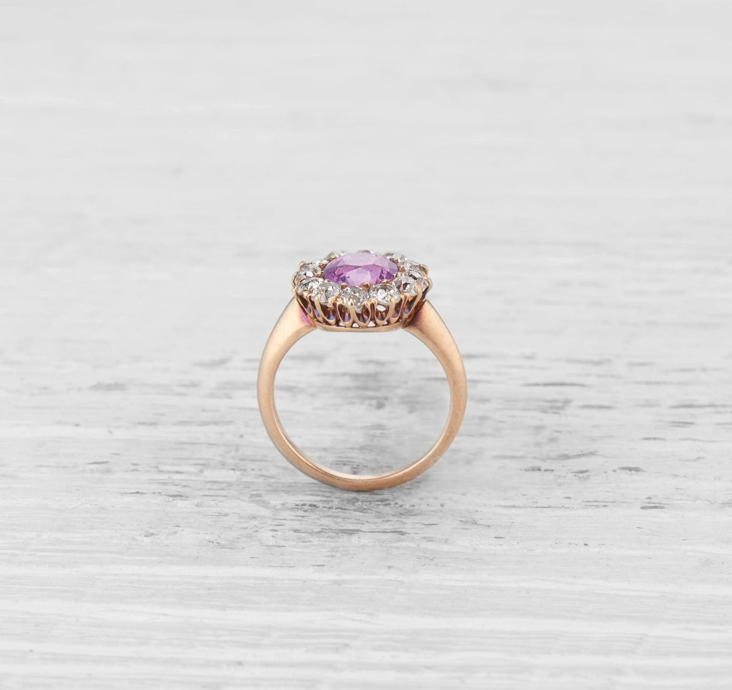 2.25 CARAT PINK SAPPHIRE AND DIAMOND CLUSTER RING - Image 4