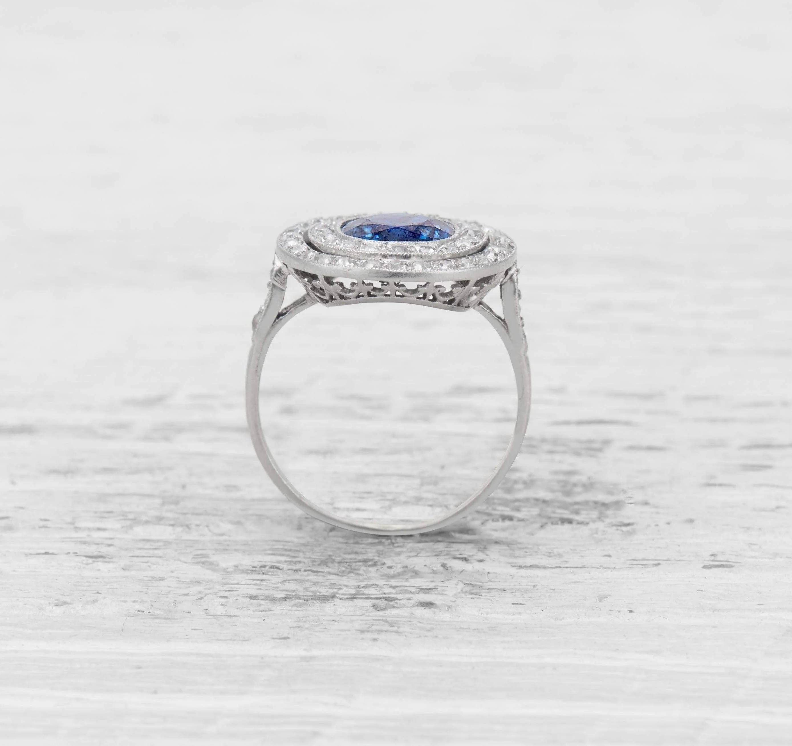 2.25 CARAT SAPPHIRE AND DIAMOND EDWARDIAN ENGAGEMENT RING - Image 4