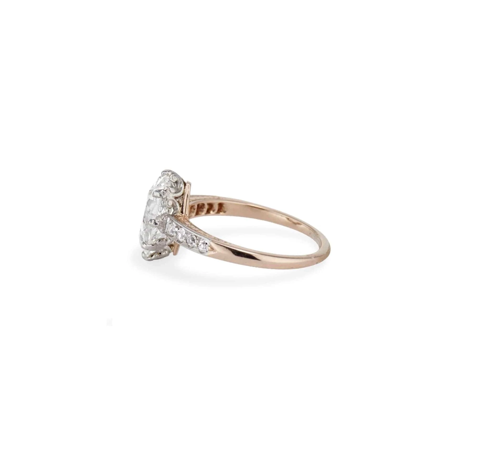 Edwardian 2.55 Carat Marquise Cut Two Tone Ring - Image 3
