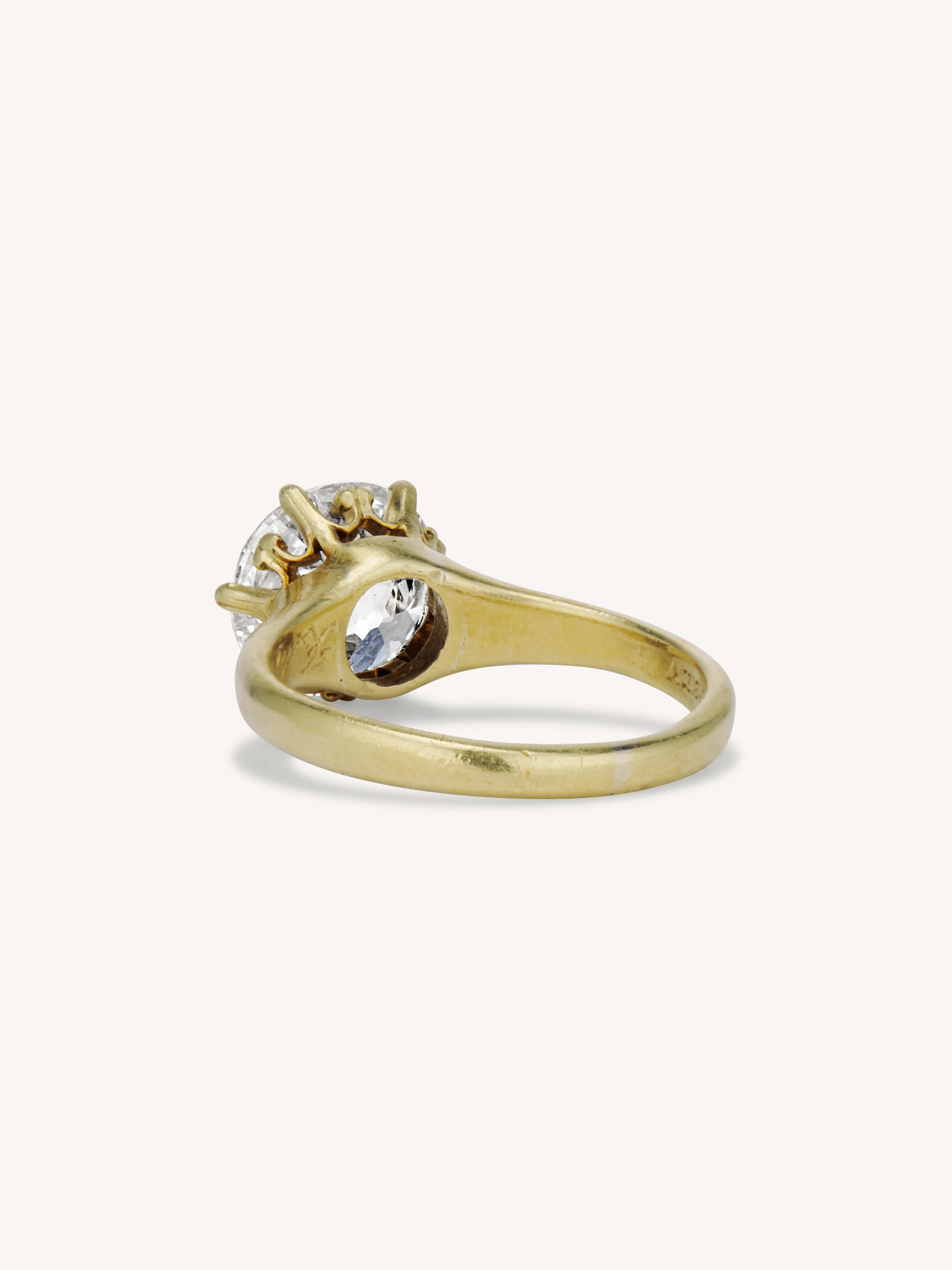 Allsopp Bros. 2.56 Carat Old European Cut Diamond Yellow Gold Solitaire Vintage Engagement Ring - Image 3