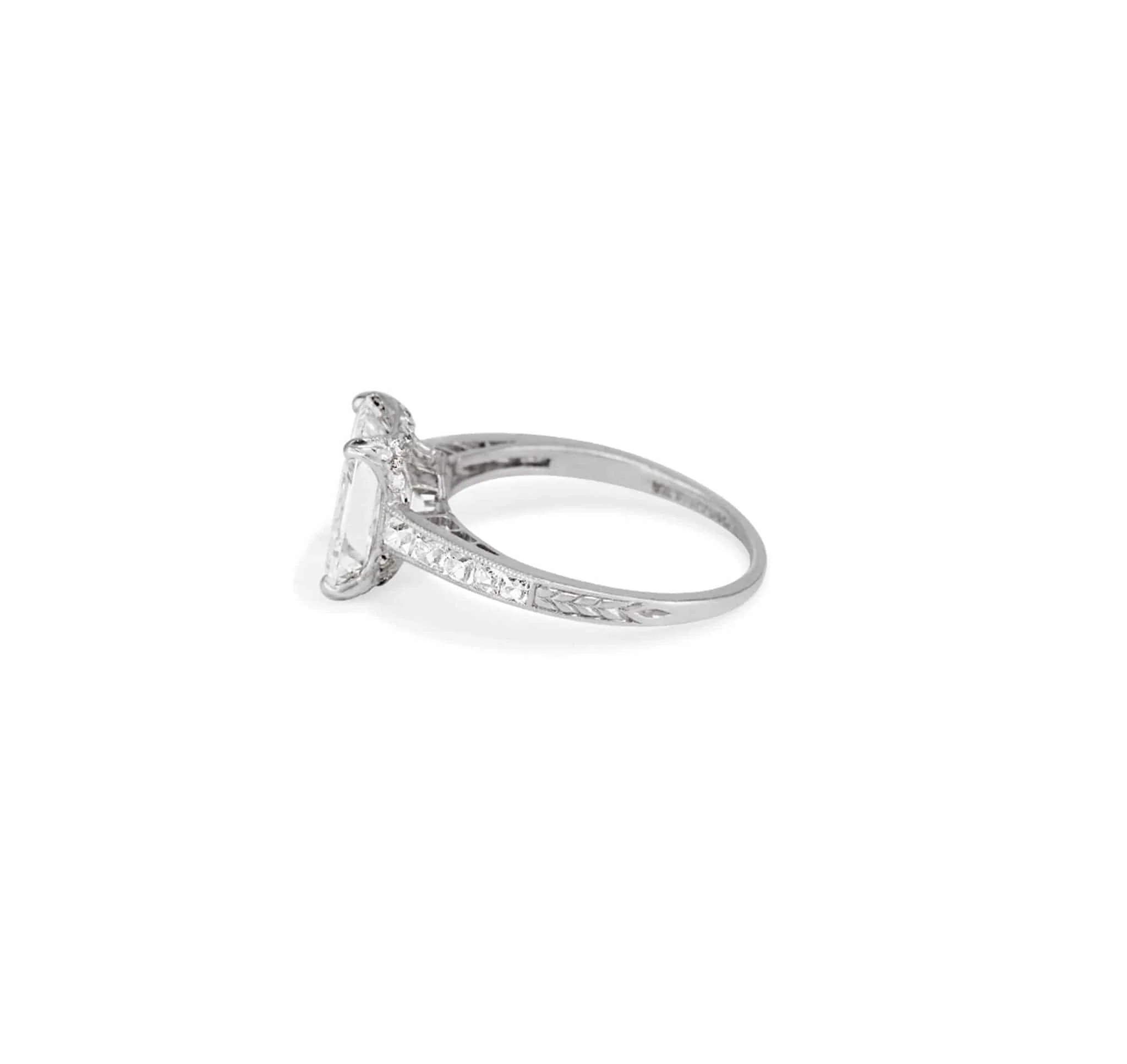 Tiffany & Co. Art Deco 2.70 Carat Emerald Cut Diamond Ring - Image 3