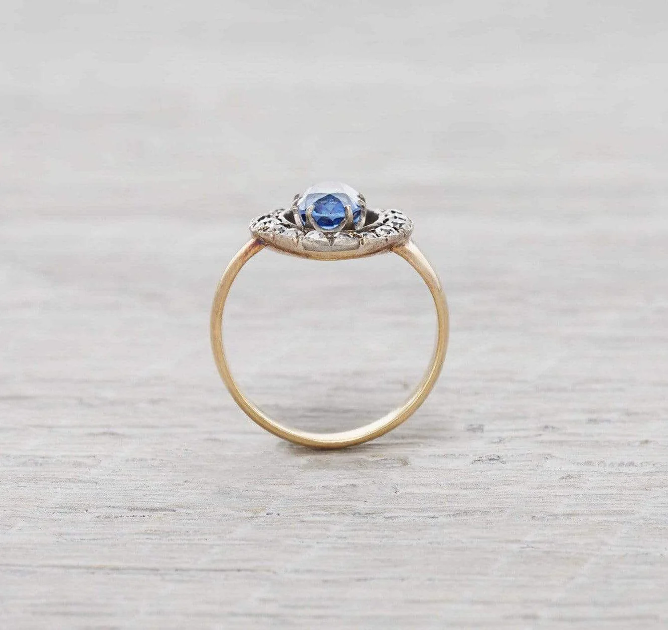 2.78 Carat Antique Victorian Sapphire & Diamond Engagement Ring - Image 4