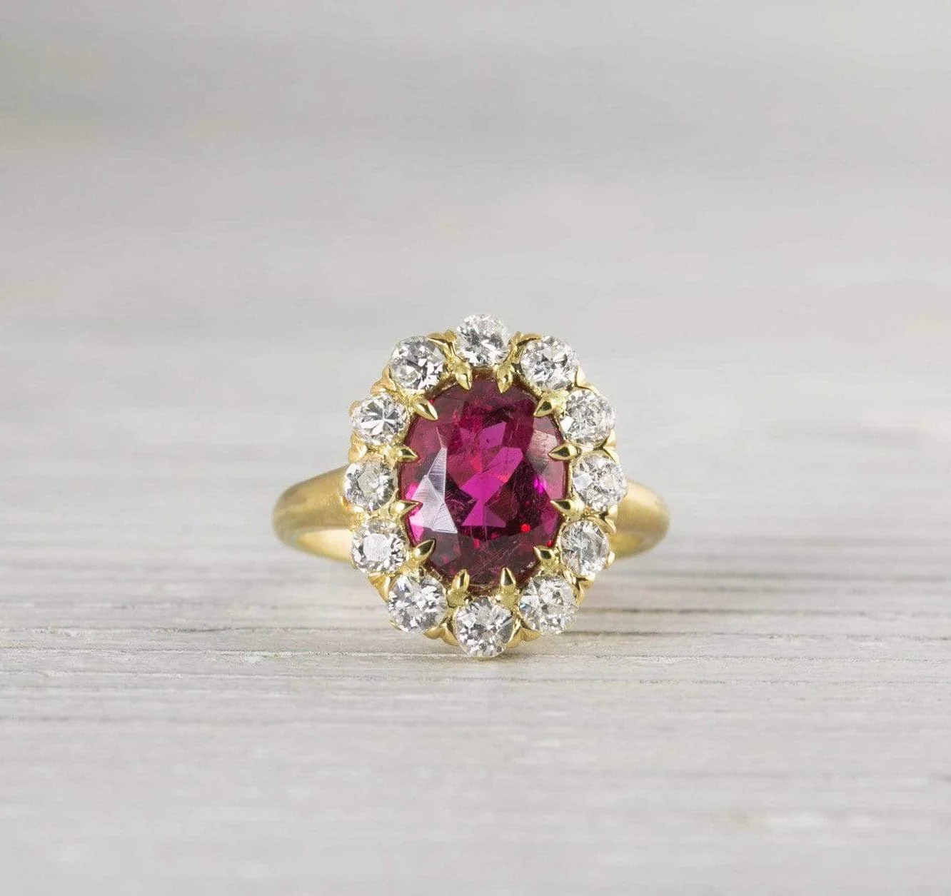 2 Carat Victorian Gold Ruballite and Diamond Engagement Ring - Image 2