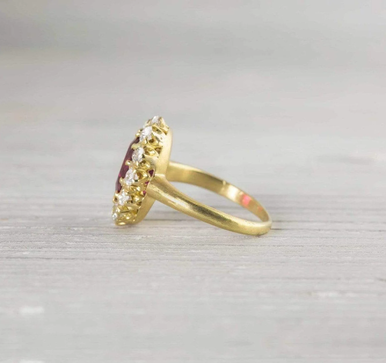 2 Carat Victorian Gold Ruballite and Diamond Engagement Ring - Image 3