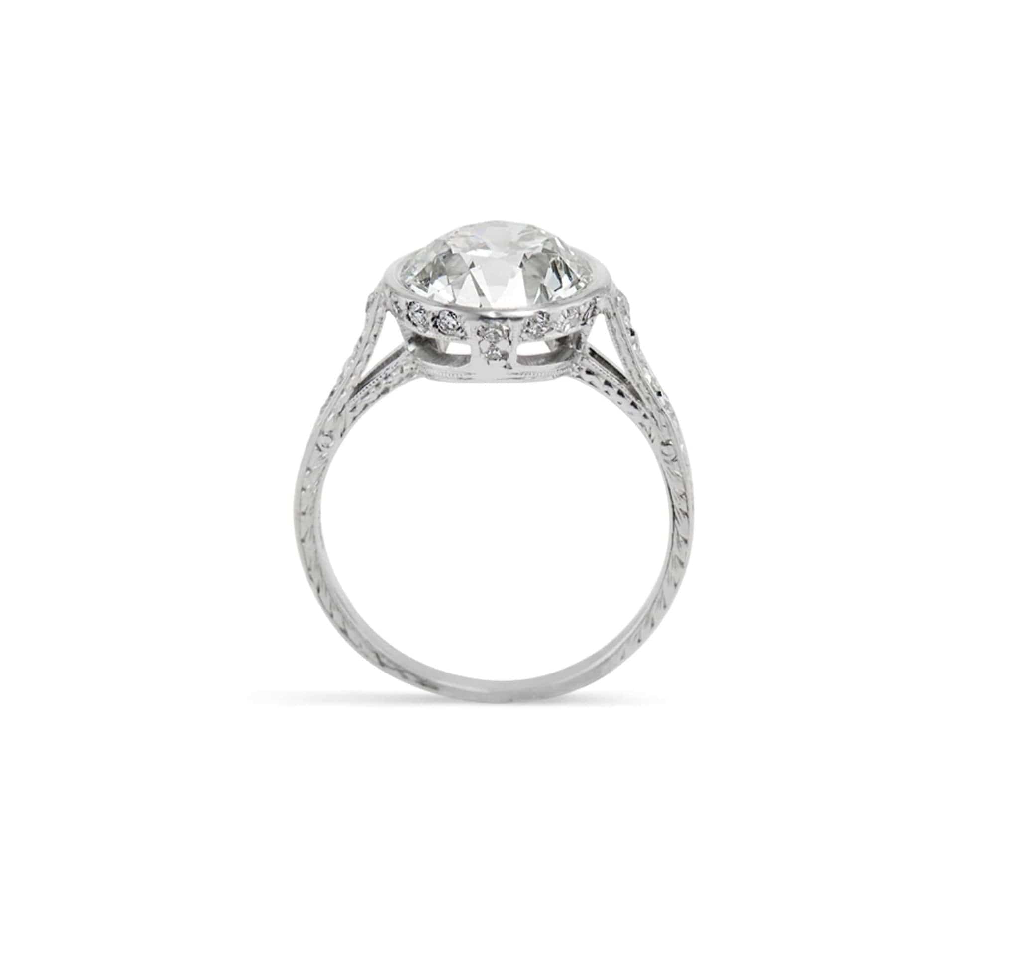Art Deco 3.21 Carat Old European Cut Diamond Engagement Ring - Image 4