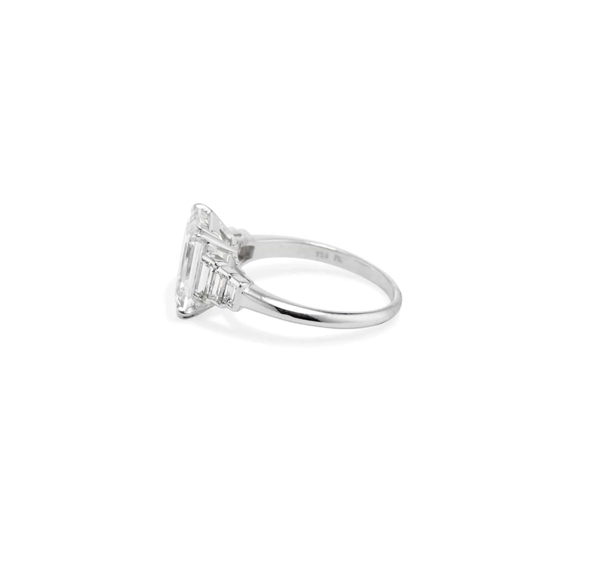 Mid Century 3.23 Carat Emerald Cut Engagement Ring - Image 3