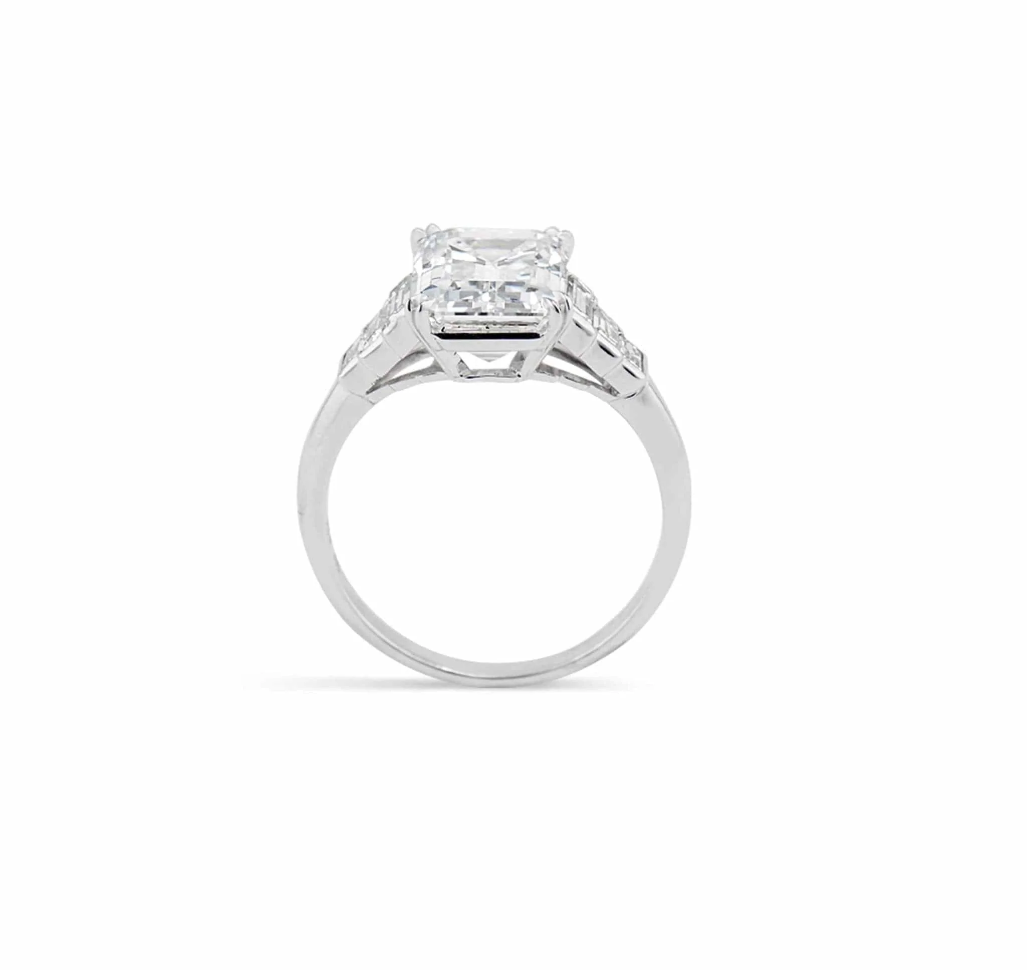 Mid Century 3.23 Carat Emerald Cut Engagement Ring - Image 4