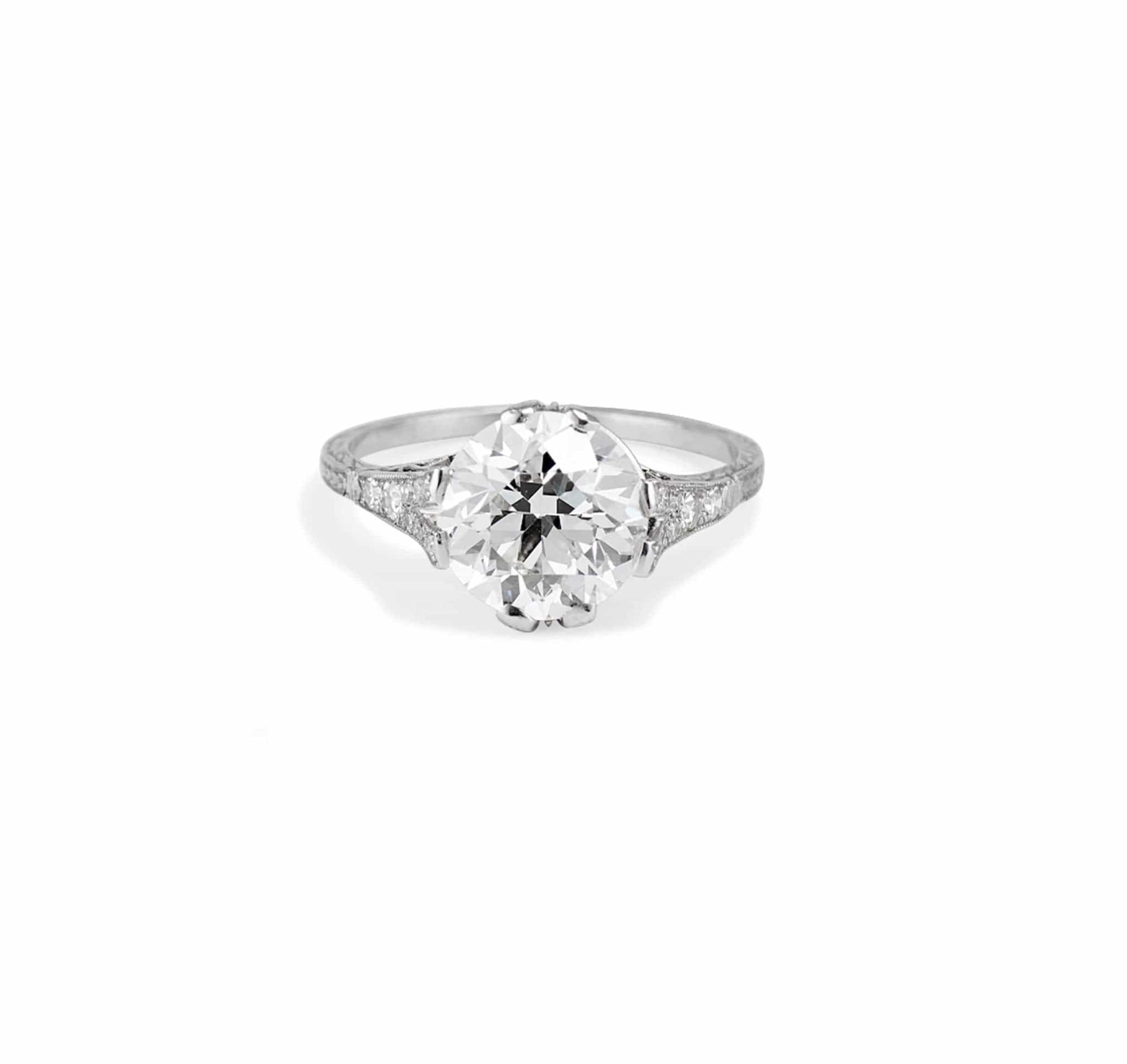 Edwardian 3.56 Carat Old European Cut Diamond NSEW Ring - Image 2
