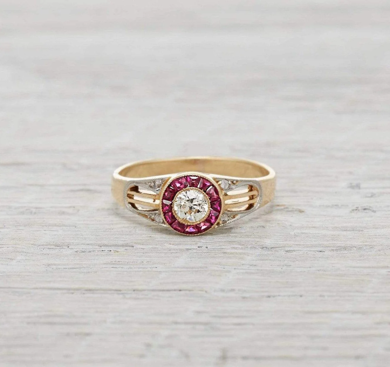 .30 Carat Edwardian Diamond & Ruby Engagement Ring - Image 3
