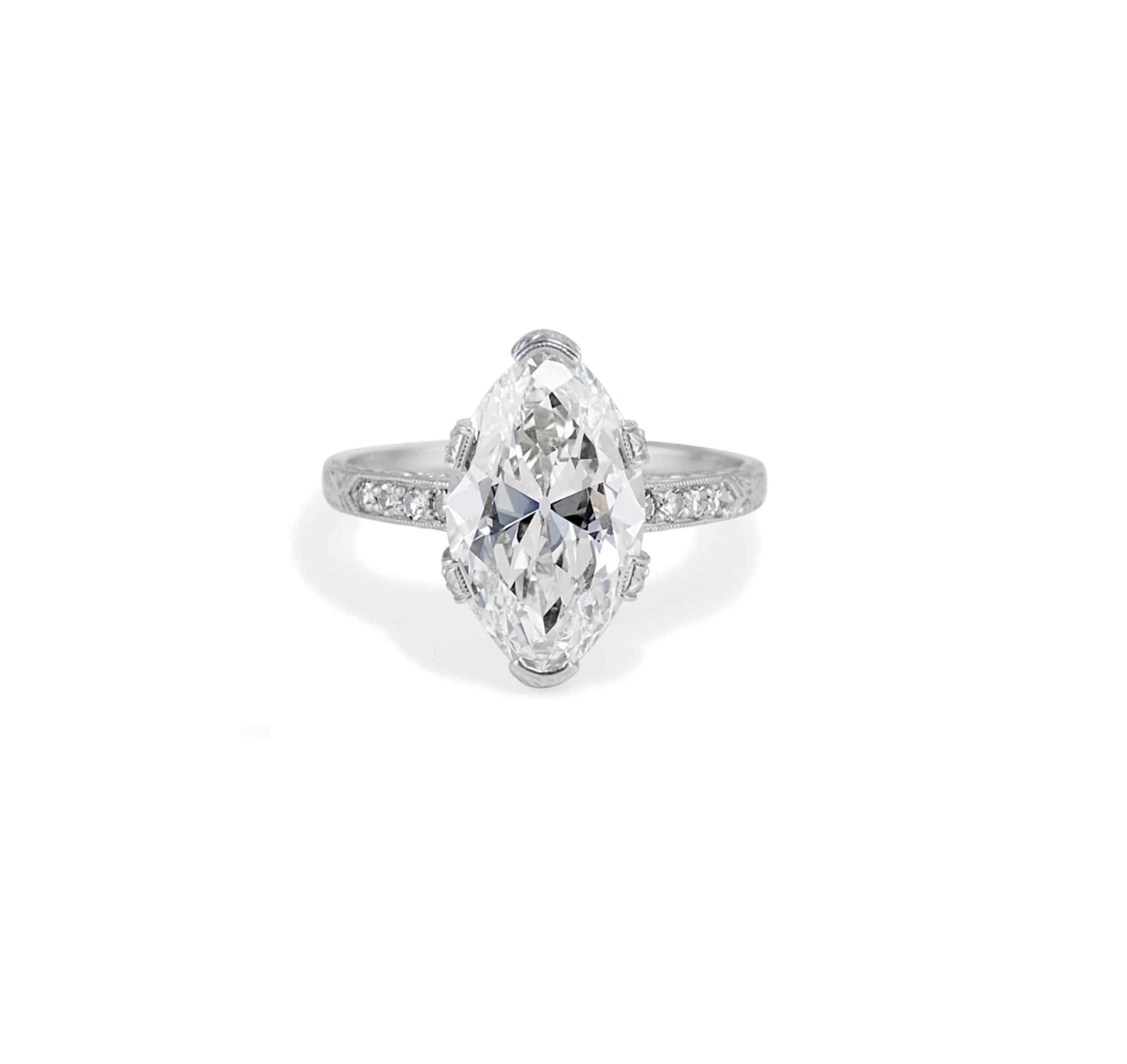 Art Deco 4.02 Carat Marquise Cut Diamond Ring - Image 2