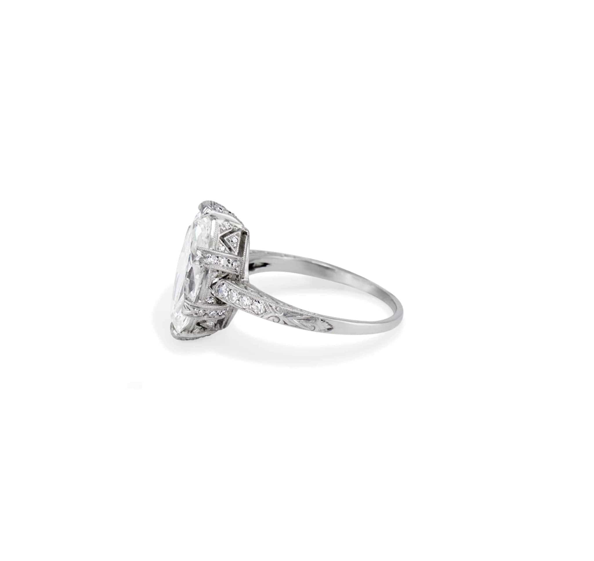 Art Deco 4.02 Carat Marquise Cut Diamond Ring - Image 4