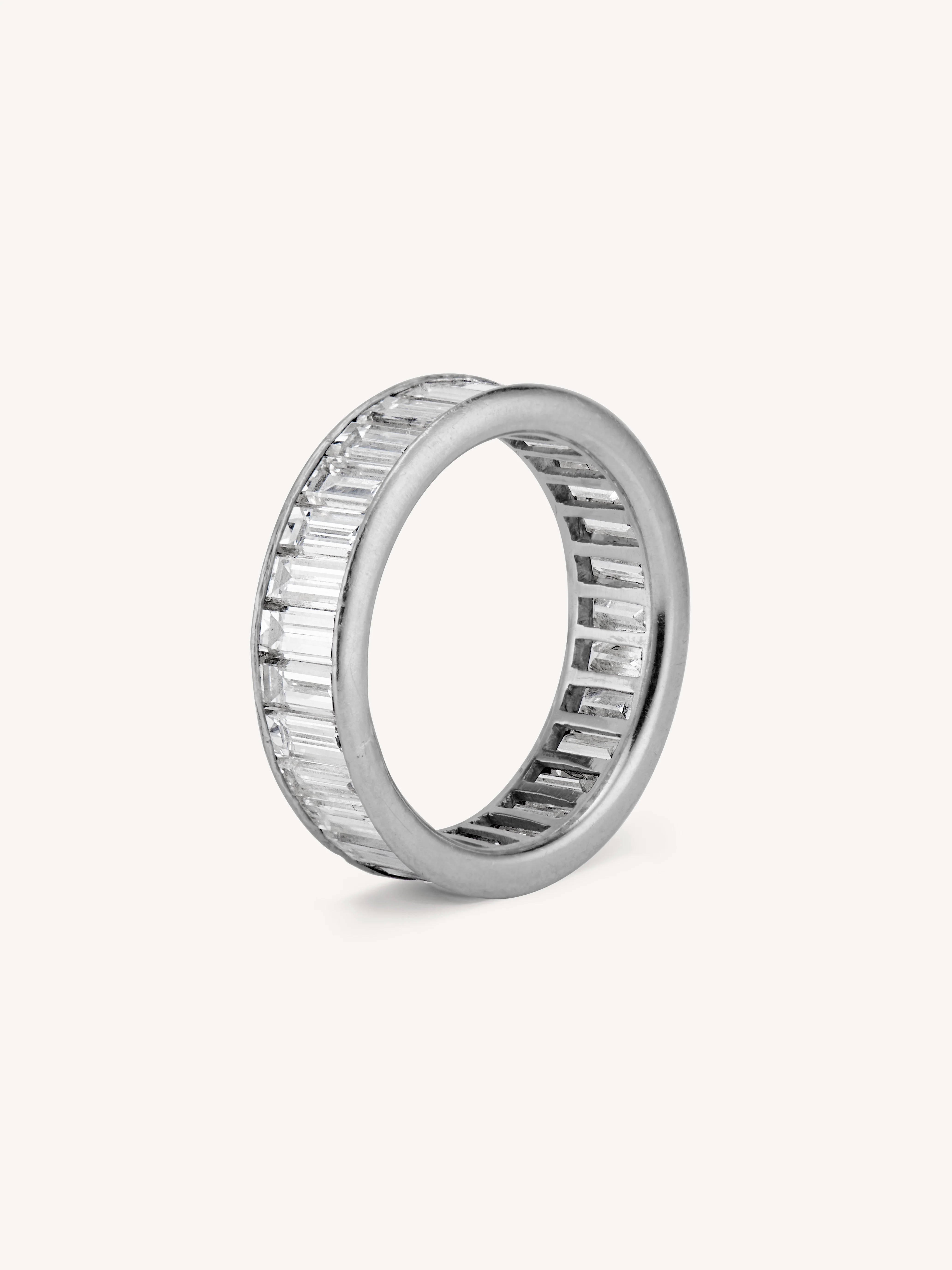 Midcentury 4.5 Carat Baguette Cut Diamond Vintage Eternity Wedding Band - Size 6.5 - Image 2