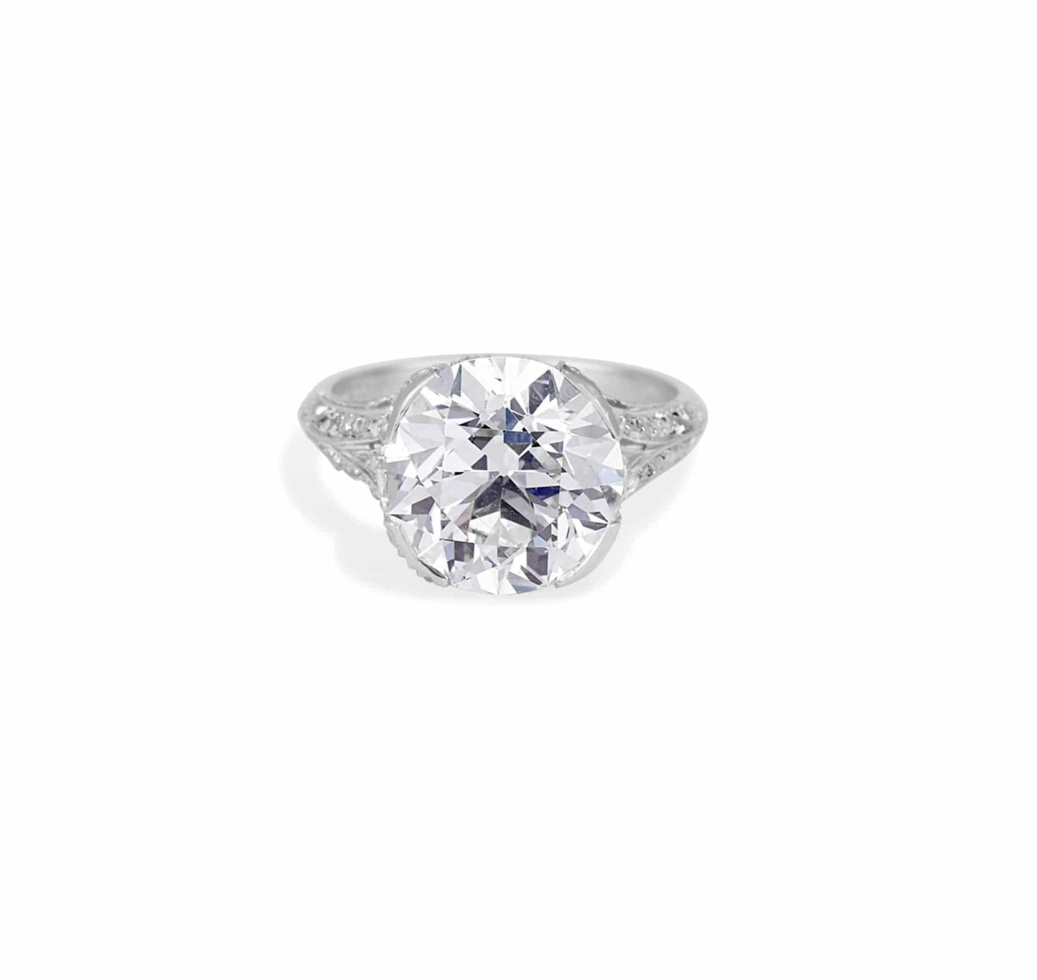 Edwardian 4.87 Carat Old European Cut Diamond Filigree Ring - Image 2