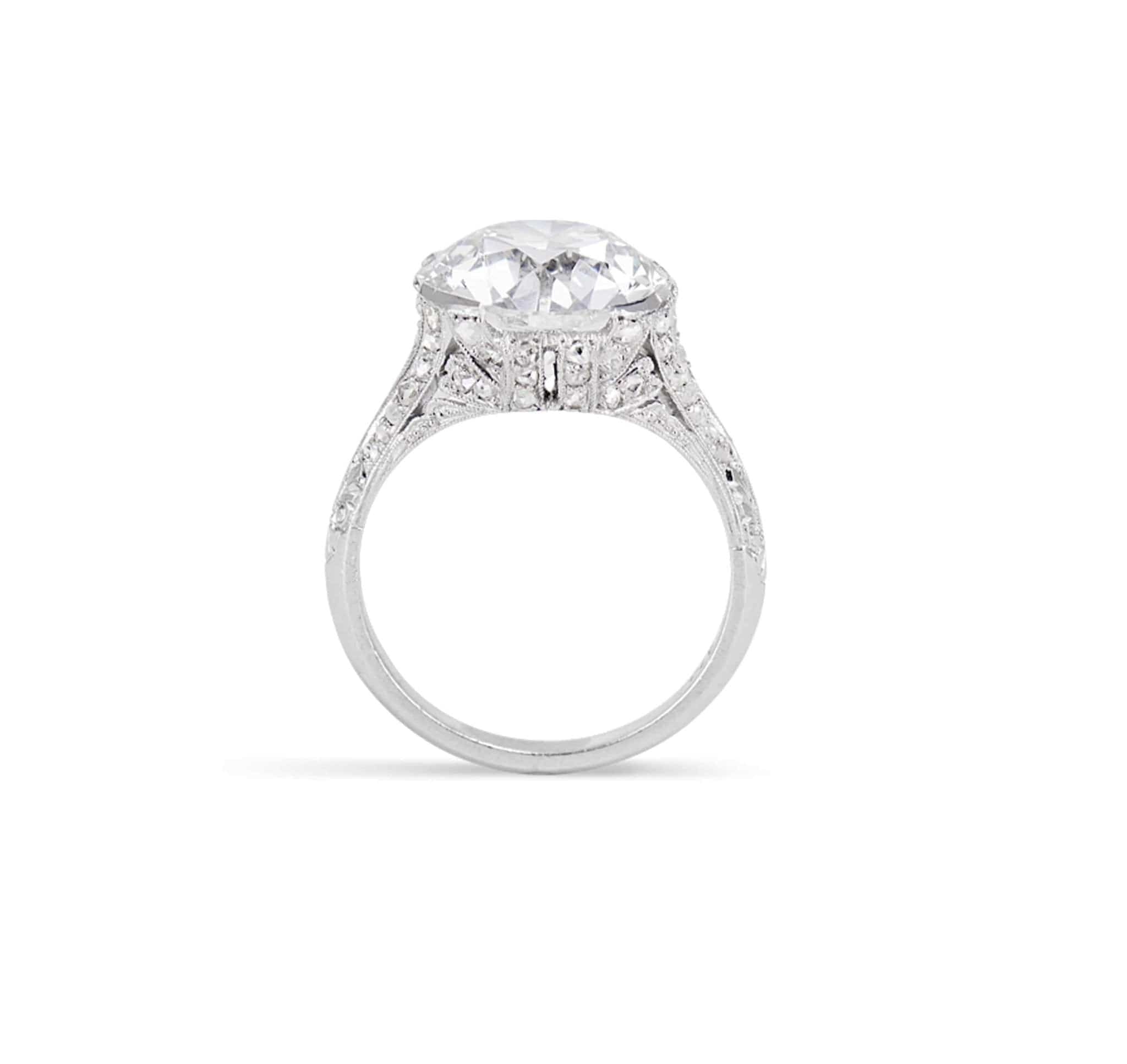Edwardian 4.87 Carat Old European Cut Diamond Filigree Ring - Image 3