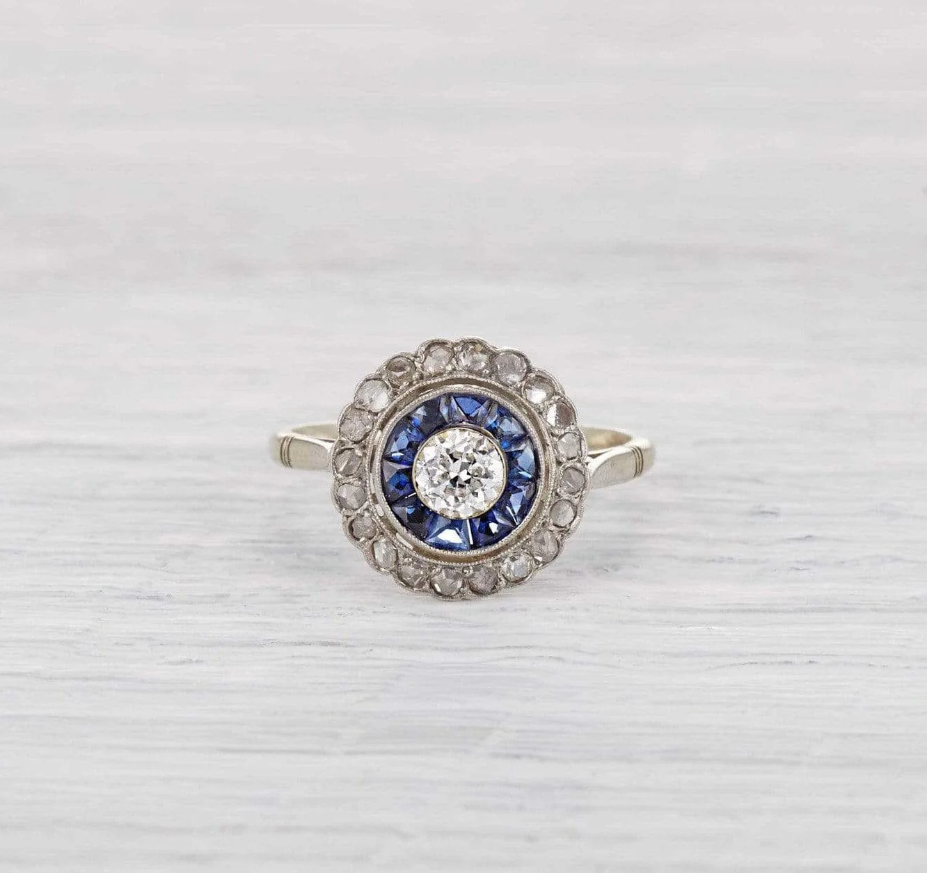 .40 Carat Art Deco Diamond and Sapphire Ring - Image 2