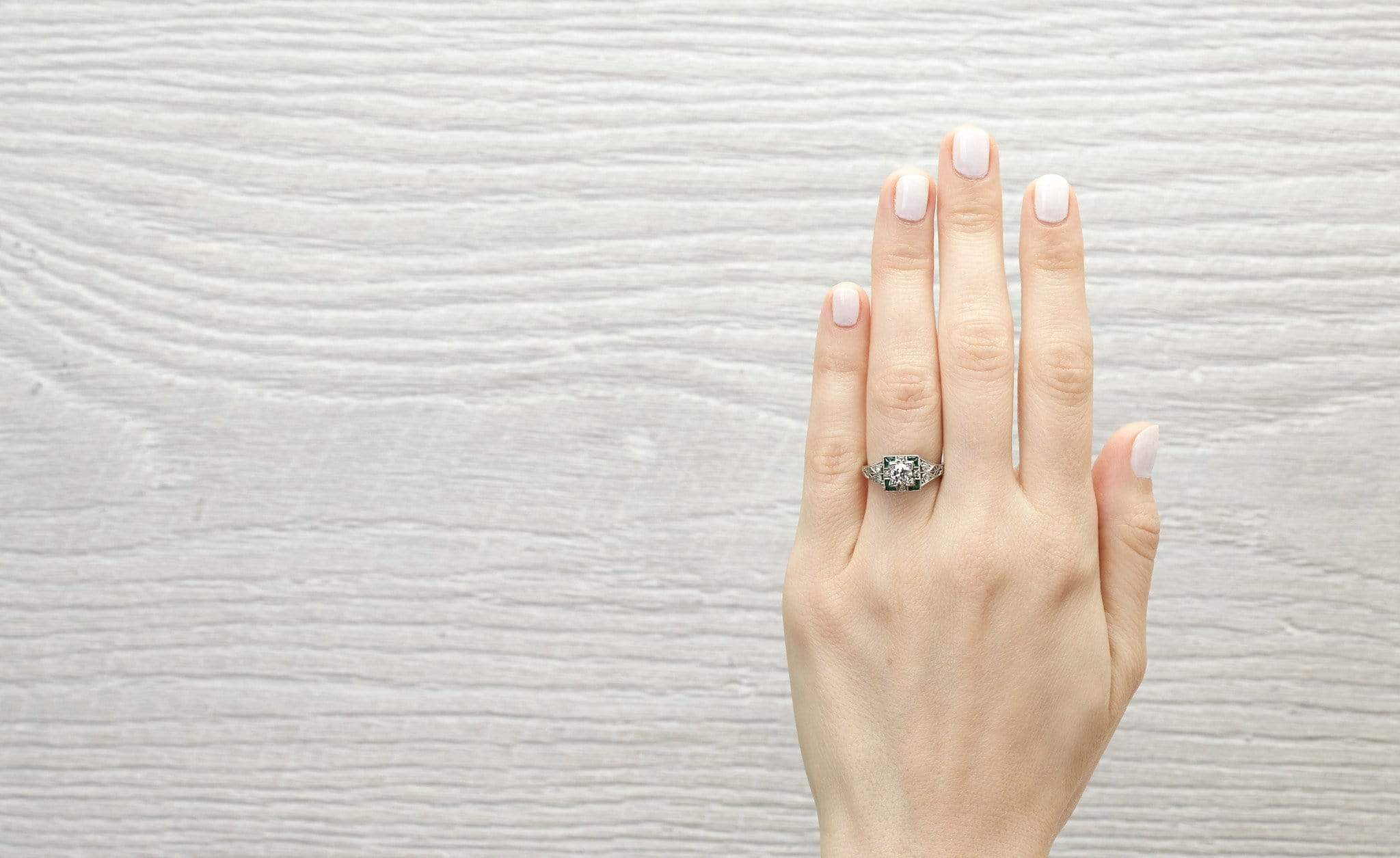 .40 Carat Diamond & Emerald Art Deco Engagement Ring - Image 5