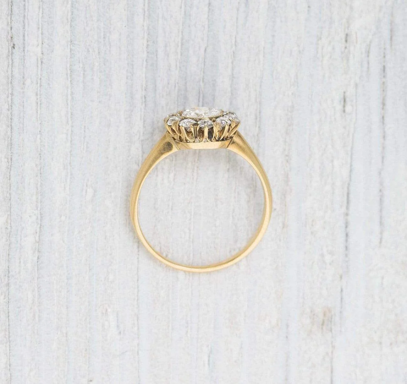 .45 Carat Diamond and Gold Victorian Cluster Engagement Ring - Image 4