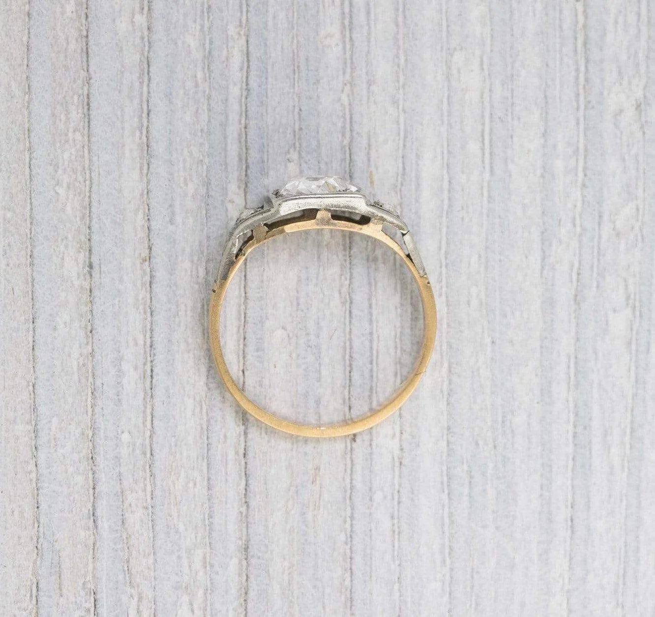 .45 Carat Silver on Gold Pear Shape Rose Cut Vintage Engagement Ring - Image 4