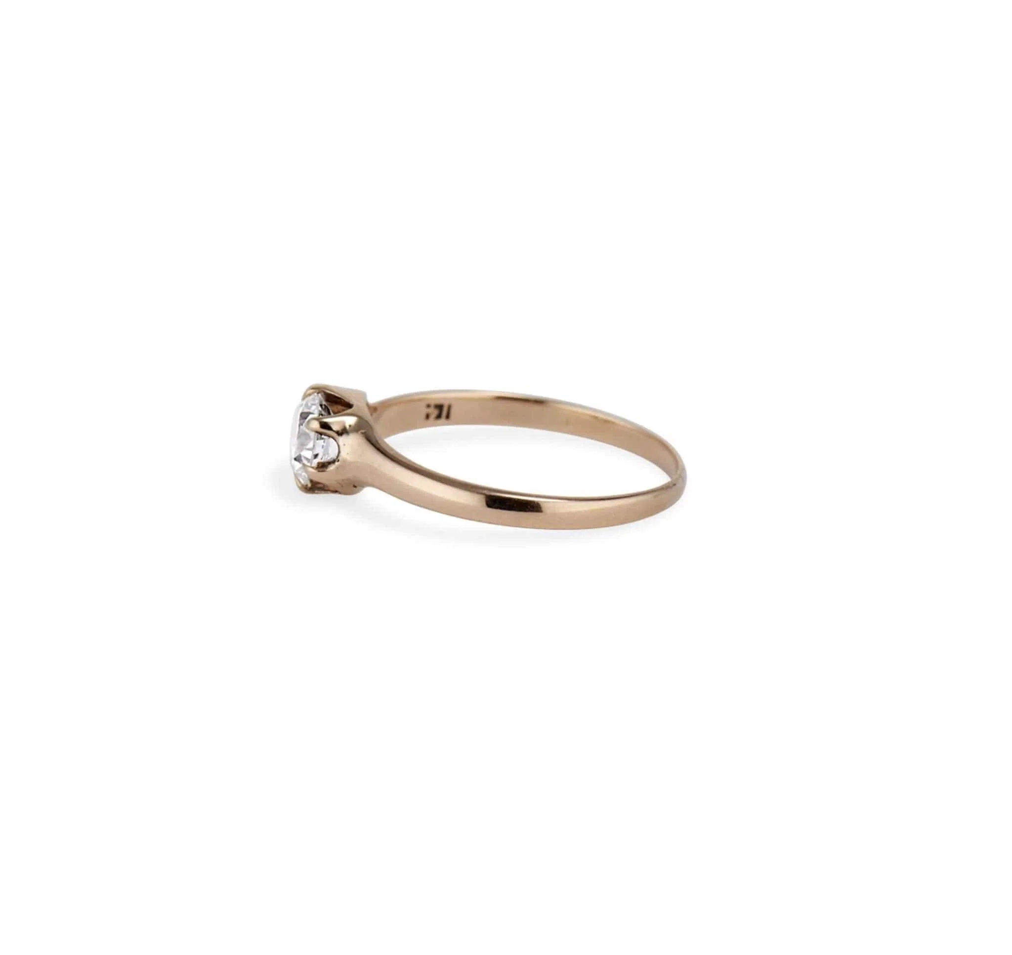 .45 Victorian Diamond Pink Gold Solitaire Antique Engagement Ring - Image 3