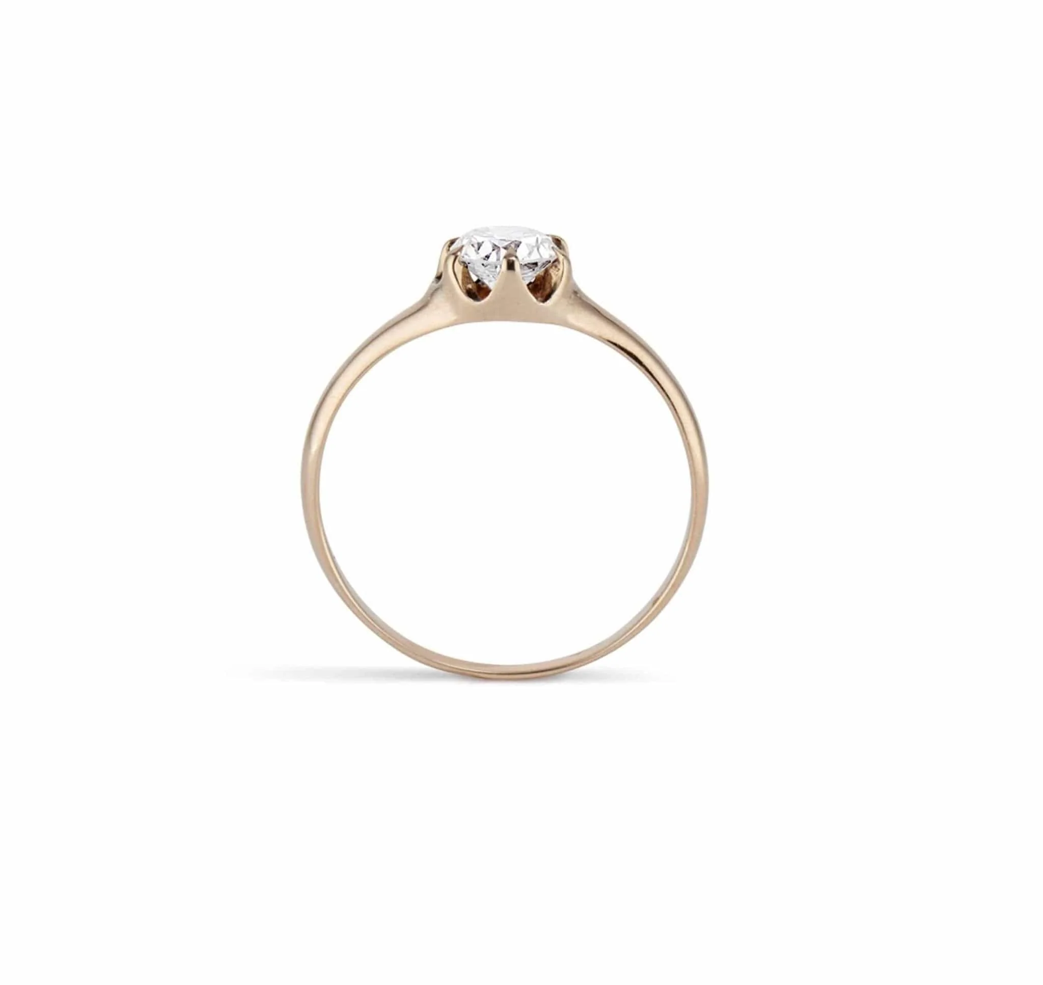 .45 Victorian Diamond Pink Gold Solitaire Antique Engagement Ring - Image 4