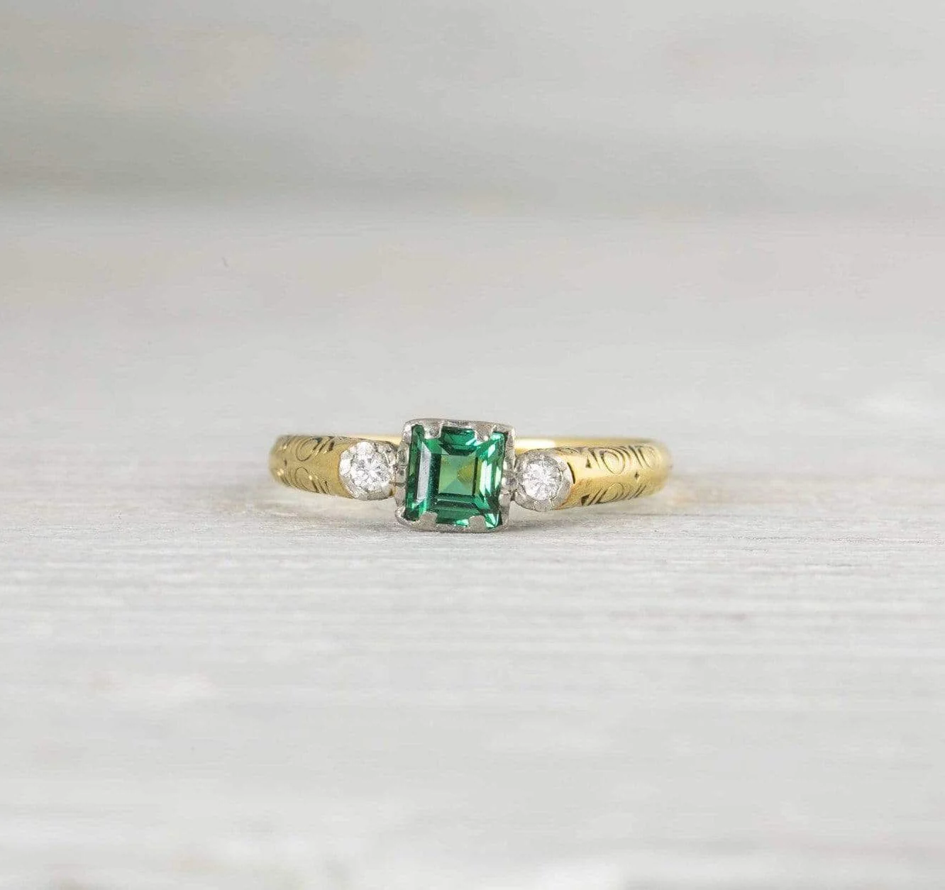 .50 Carat Victorian Emerald & Diamond Engagement Ring - Image 2