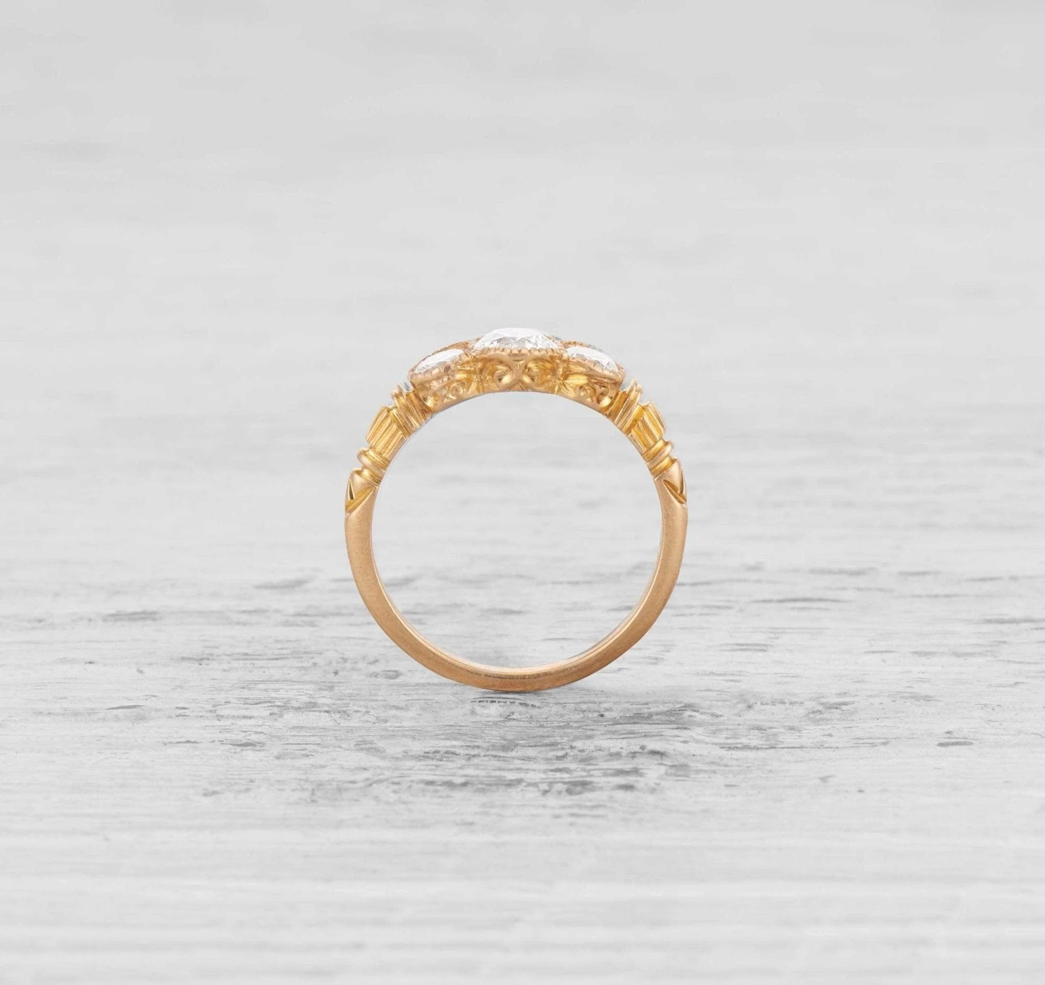 .52 CARAT VICTORIAN THREE STONE DIAMOND ENGAGEMENT RING - Image 4