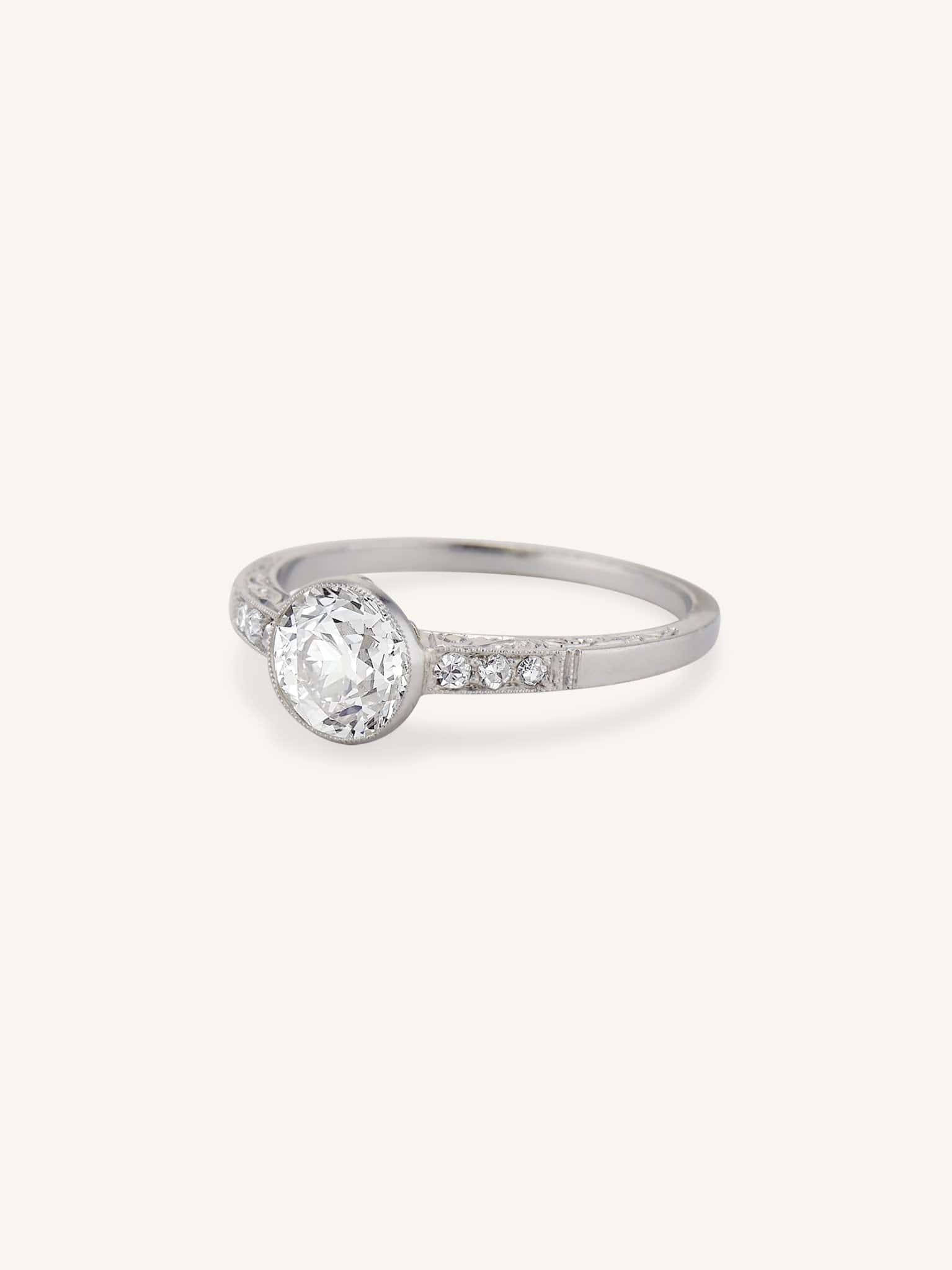 Edwardian Old European Cut Diamond Bezel Set Engagement Ring - Image 2