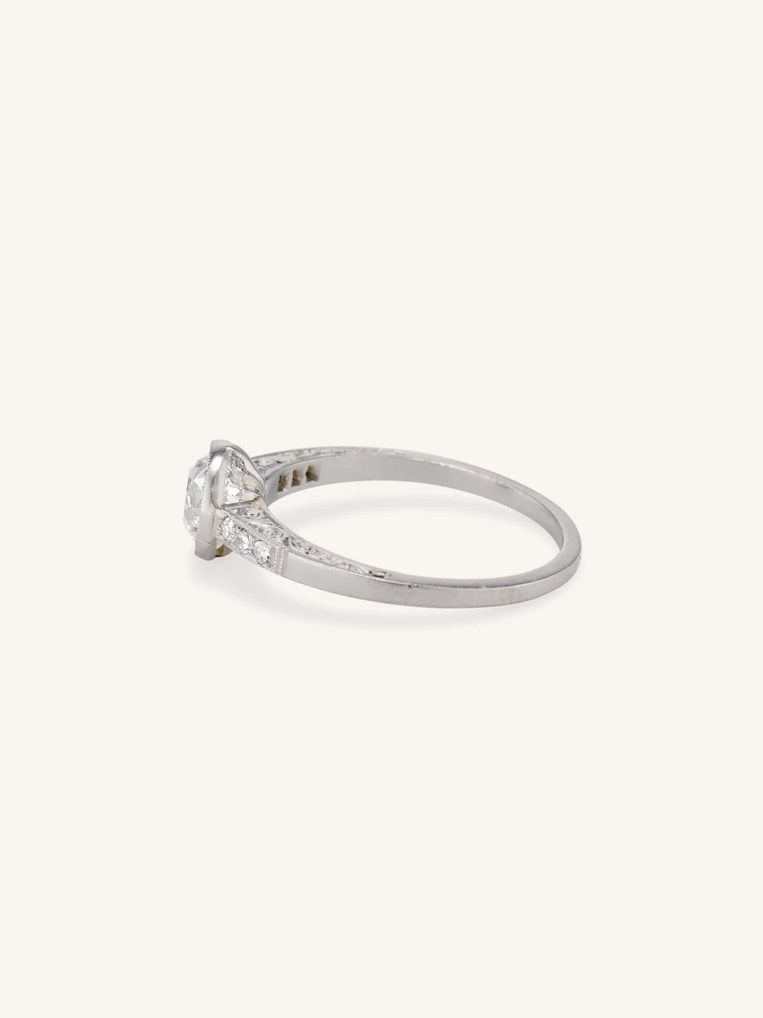 Edwardian Old European Cut Diamond Bezel Set Engagement Ring - Image 3