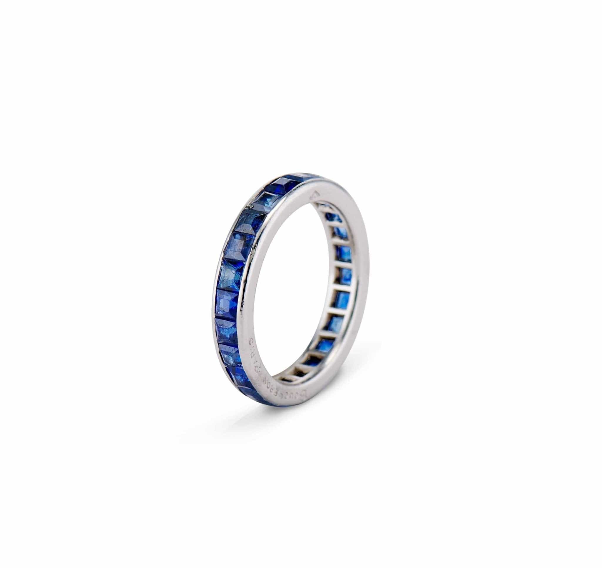 Boucheron Art Deco 1.70 Carat Carr√©-Cut Sapphire Eternity Wedding Band, France (5672) - Image 2