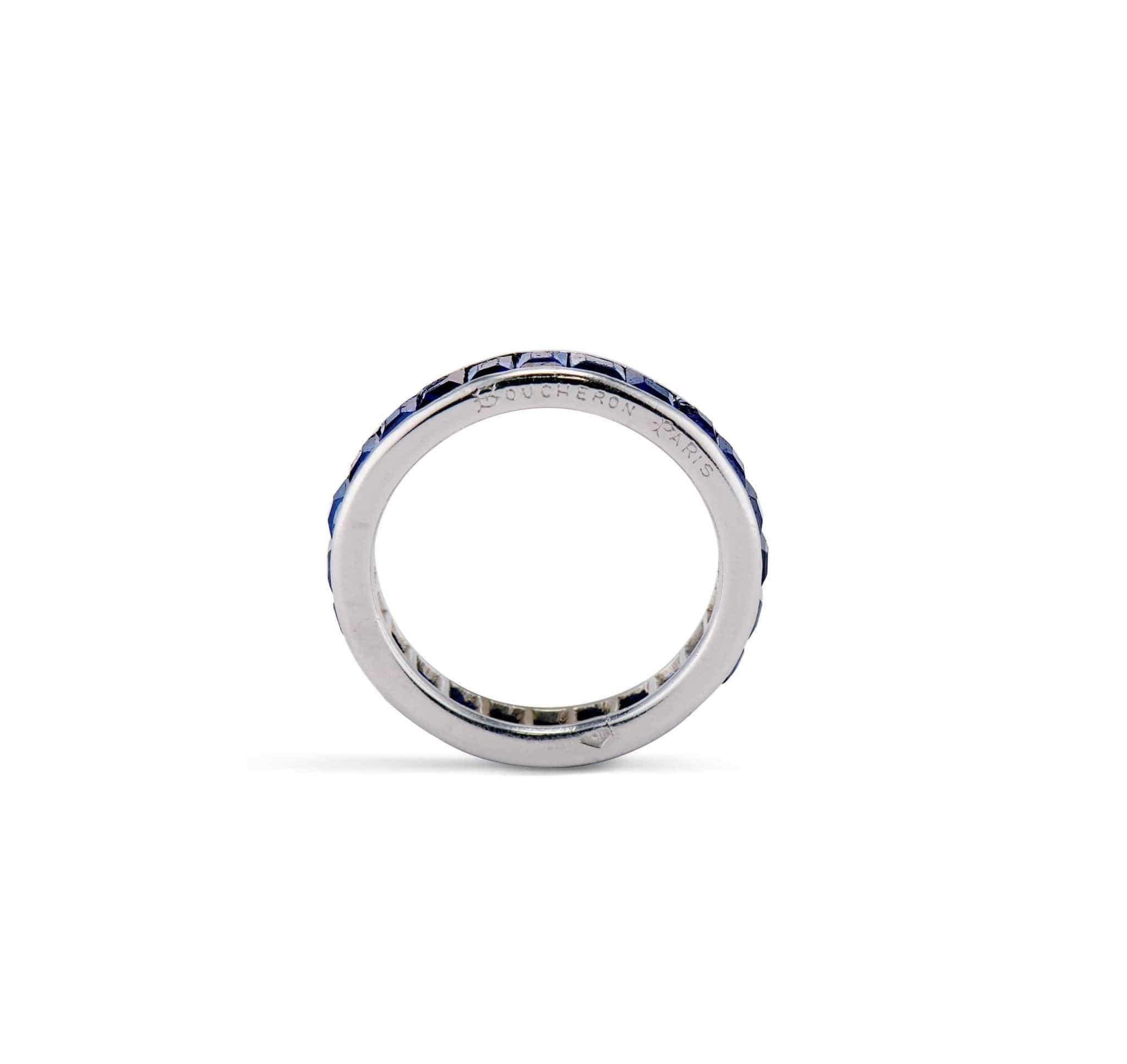 Boucheron Art Deco 1.70 Carat Carr√©-Cut Sapphire Eternity Wedding Band, France (5672) - Image 4