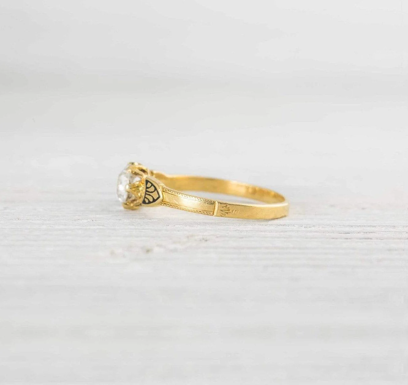 .57 Carat Vintage Diamond Buttercup Style Gold Engagement Ring - Image 3
