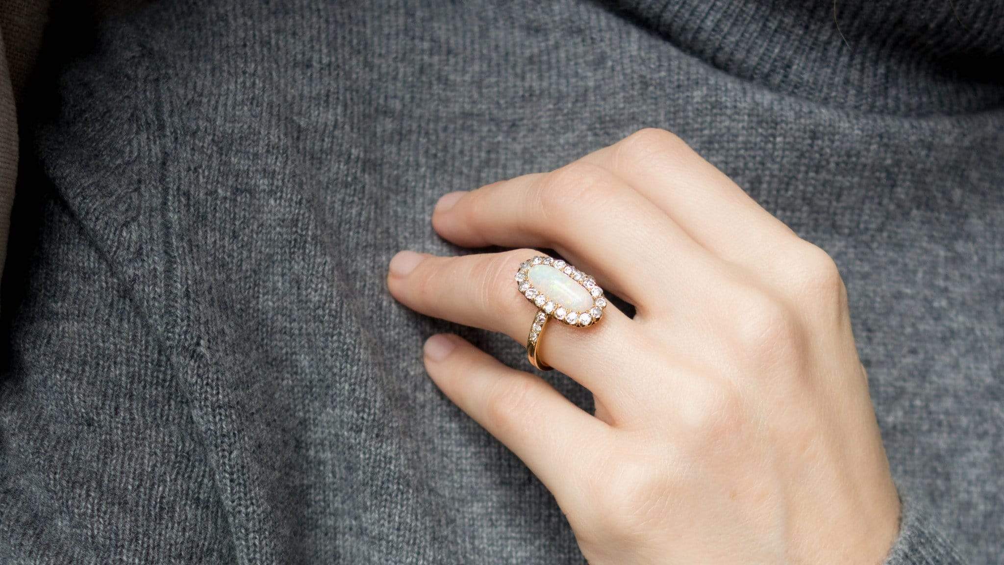 Victorian .60 Carat Victorian Opal and Diamond Ring - Image 6