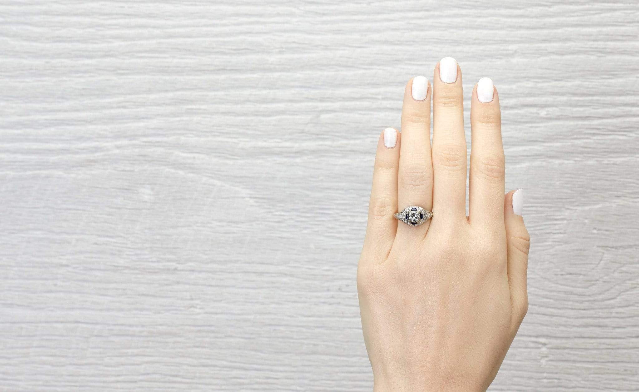 .63 Carat Art Deco Diamond & Sapphire Engagement Ring - Image 5
