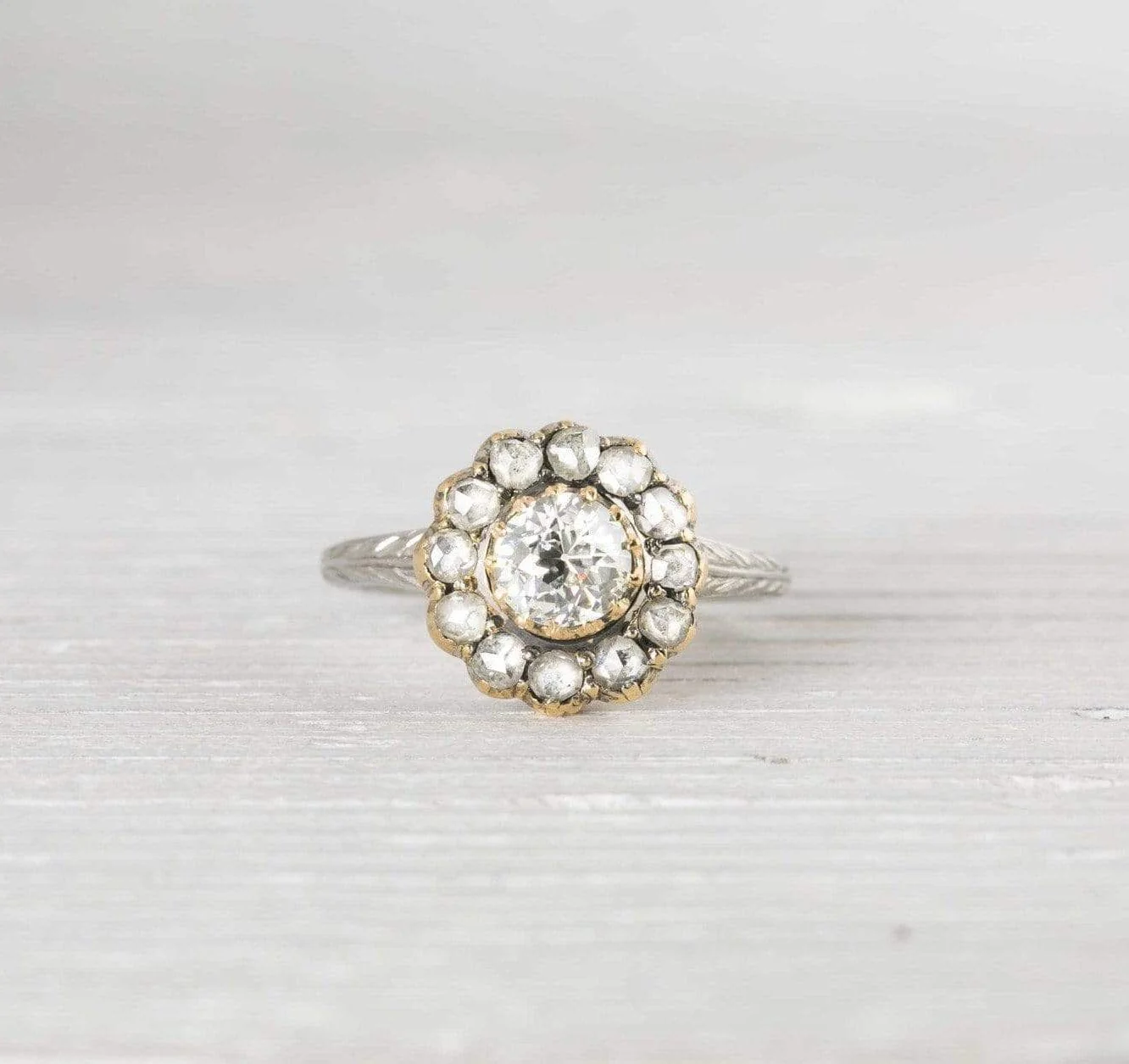 .65 Carat Edwardian Flower Cluster Diamond Engagement Ring - Image 2