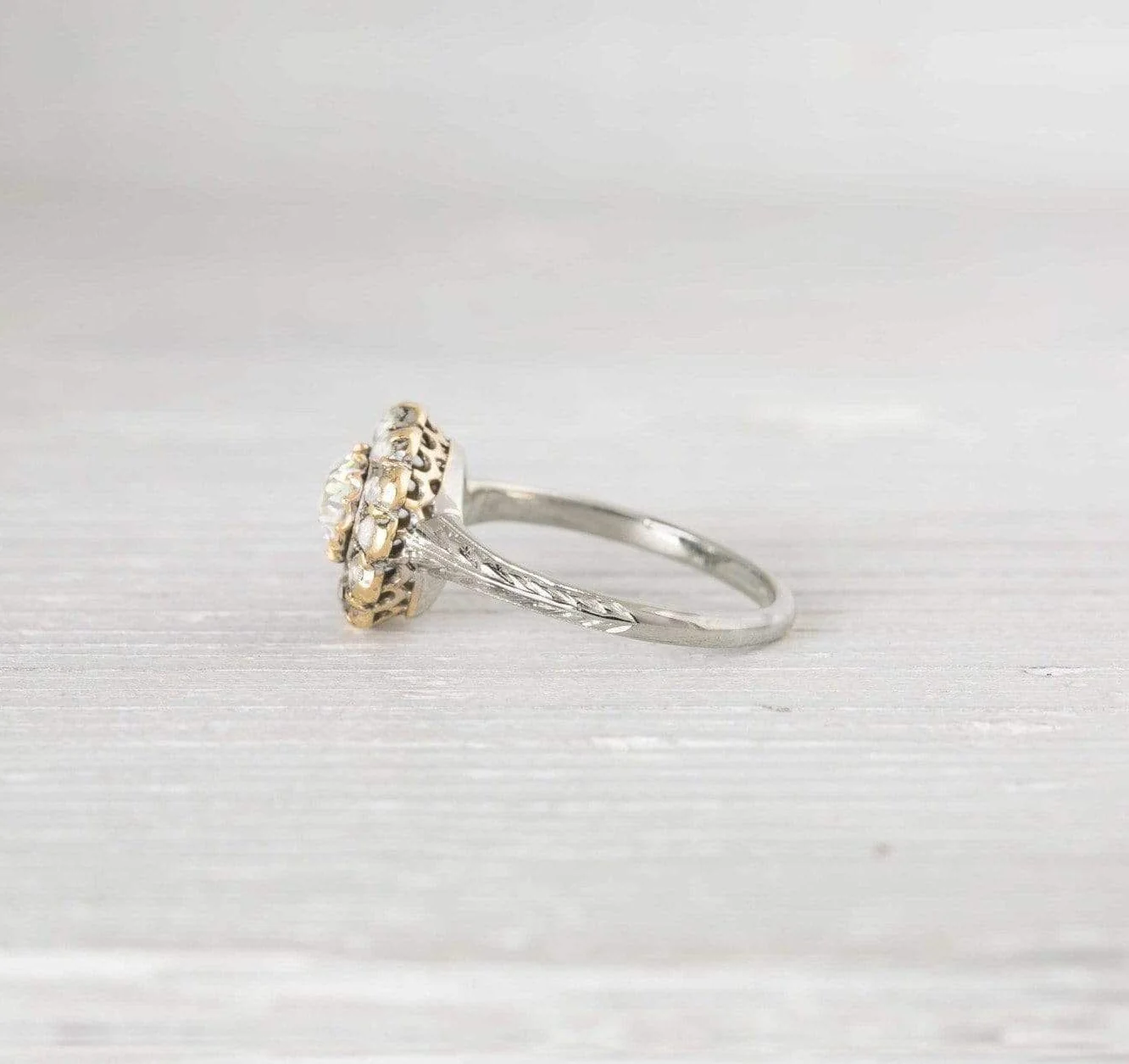 .65 Carat Edwardian Flower Cluster Diamond Engagement Ring - Image 3