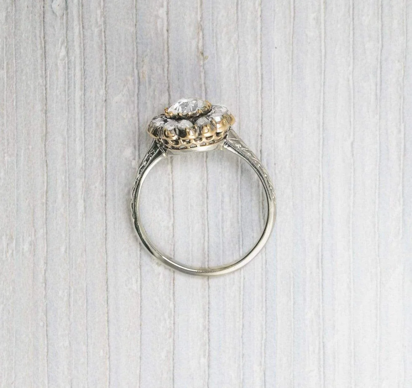 .65 Carat Edwardian Flower Cluster Diamond Engagement Ring - Image 4