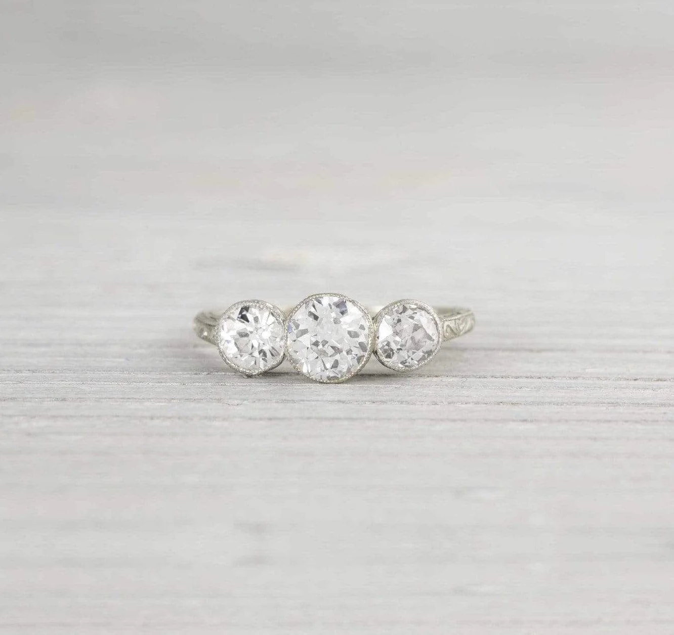 .70 Carat Three Stone Vintage Art Deco Engagement Ring - Image 2
