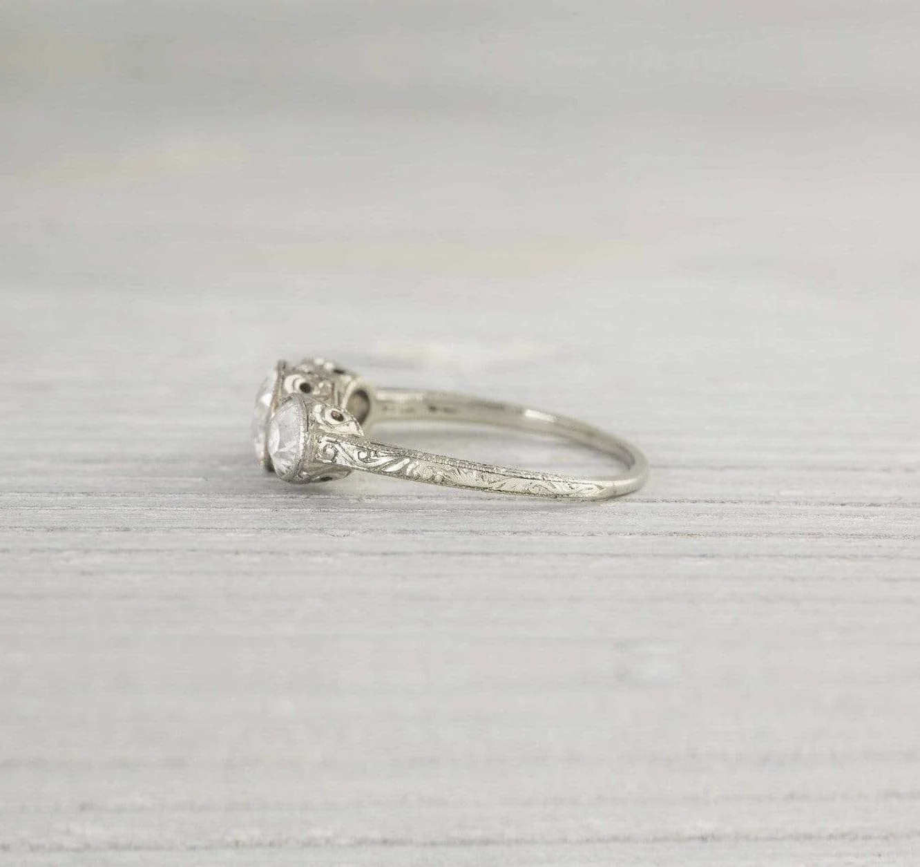.70 Carat Three Stone Vintage Art Deco Engagement Ring - Image 3