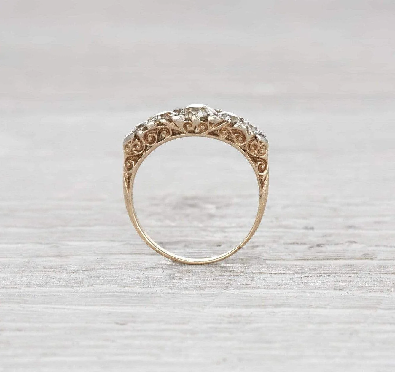 .71 Carat Victorian Carved Half Hoop Band - Image 4