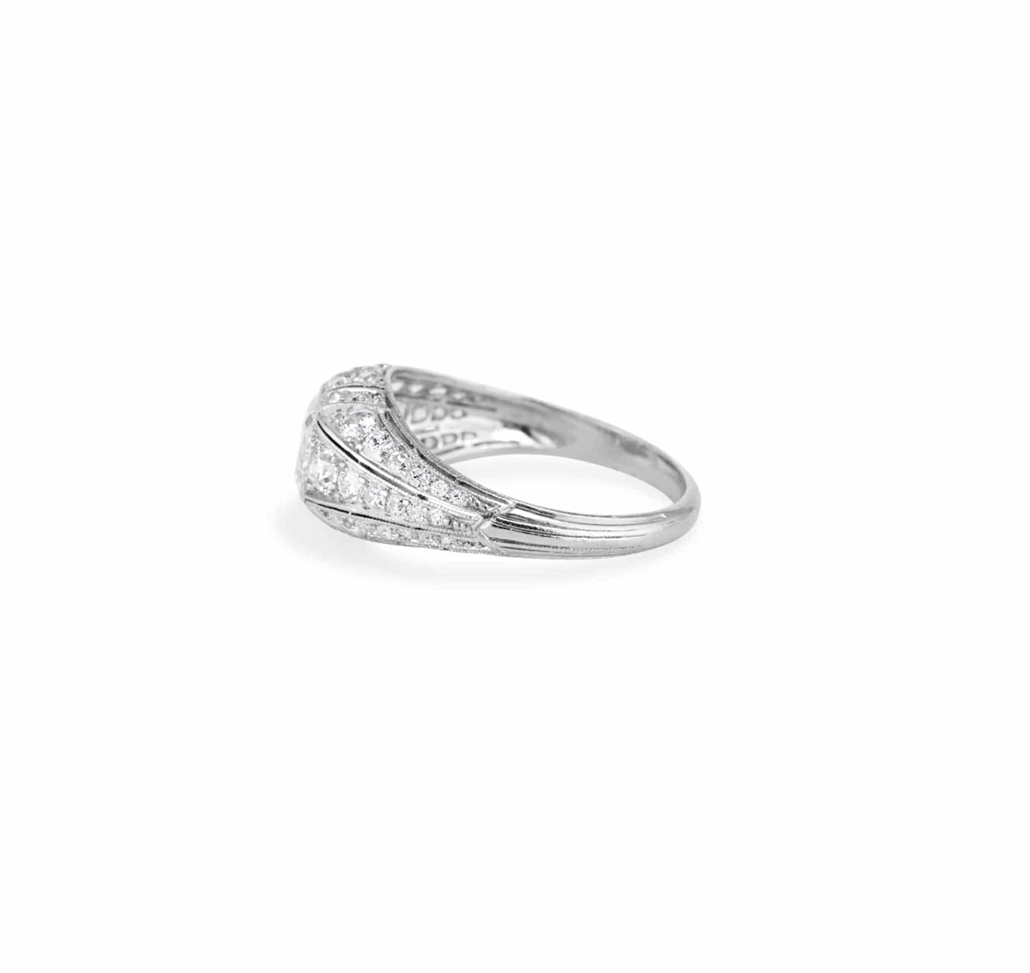 Art Deco .72 Carat Old Mine Cushion Cut Filigree Ring - Image 3