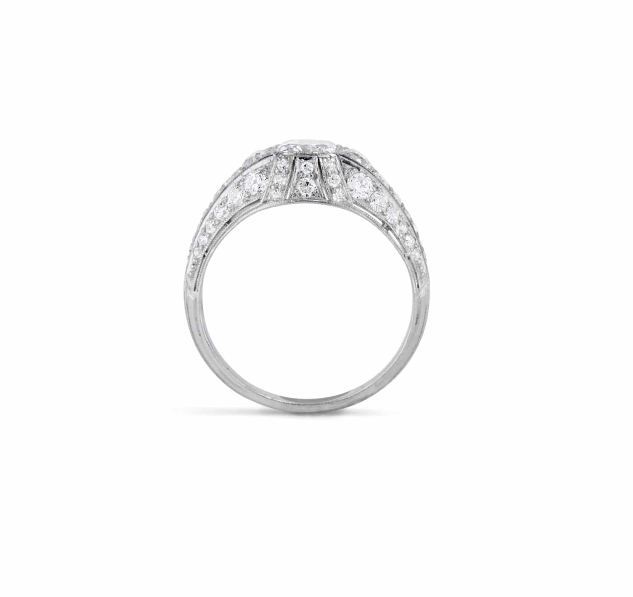 Art Deco .72 Carat Old Mine Cushion Cut Filigree Ring - Image 5