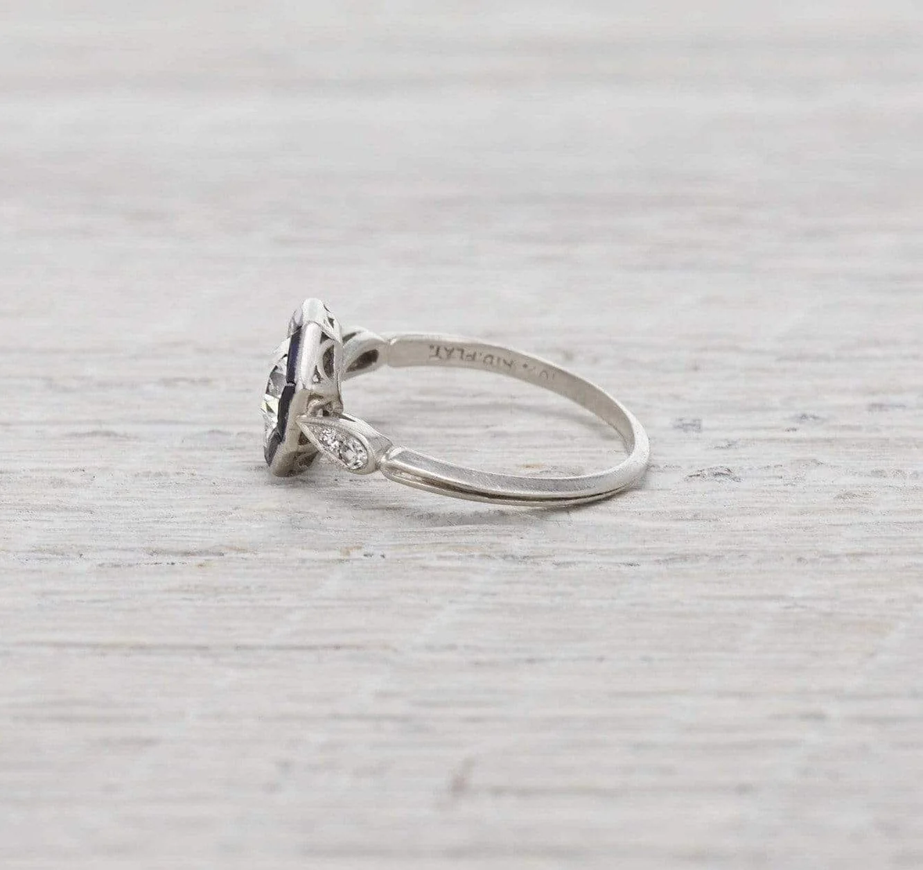 .73 Carat Diamond and Sapphire Art Deco Engagement Ring - Image 3