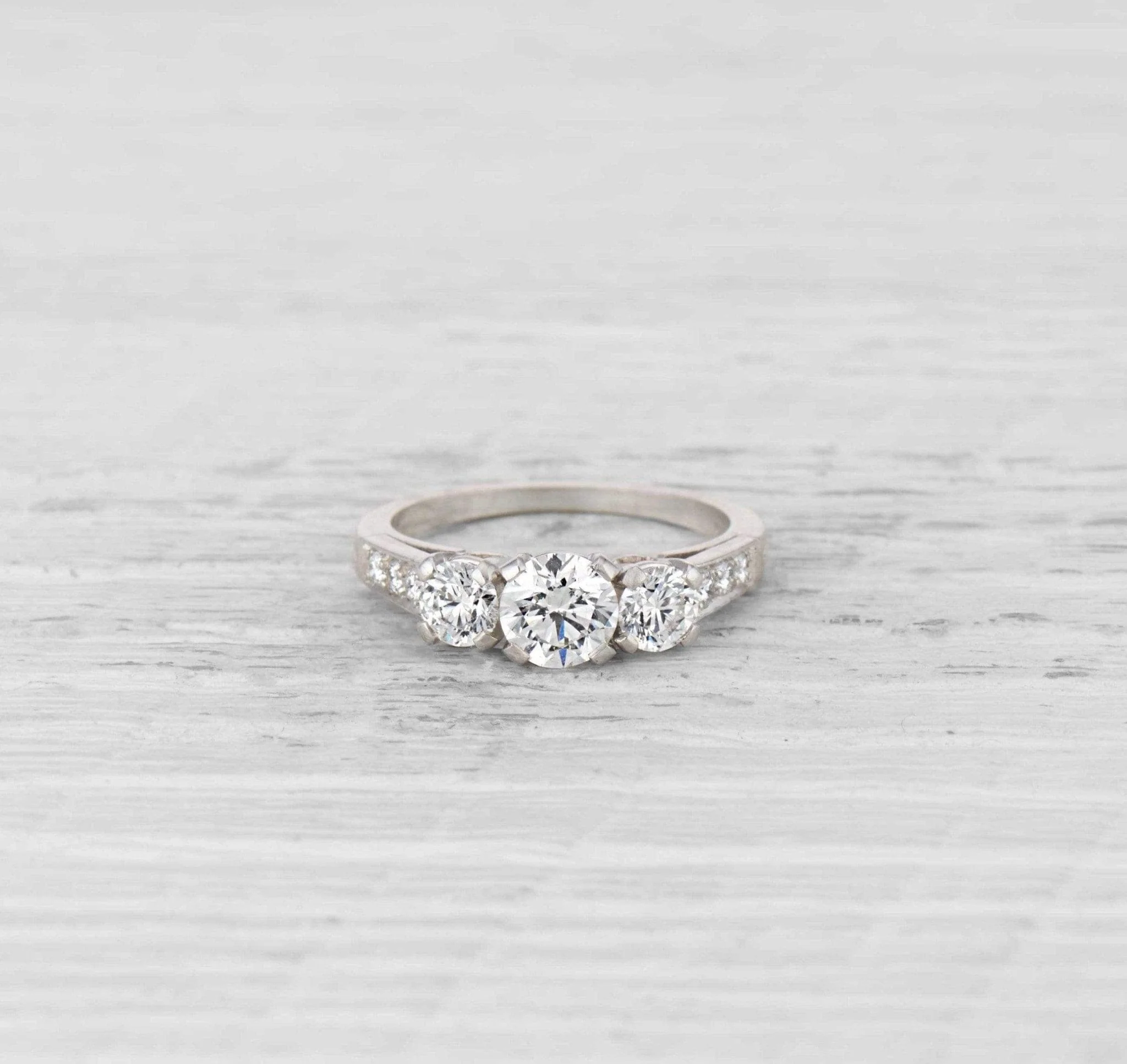 0.68 Carat Retro Tiffany & Co. Three Stone Diamond Engagement Ring - Image 2