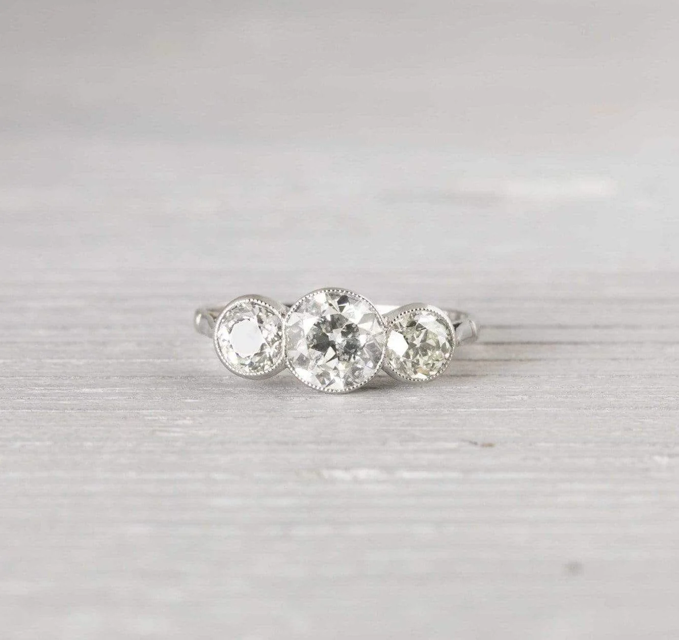 .75 Carat Three Stone Vintage Art Deco Engagement Ring - Image 2