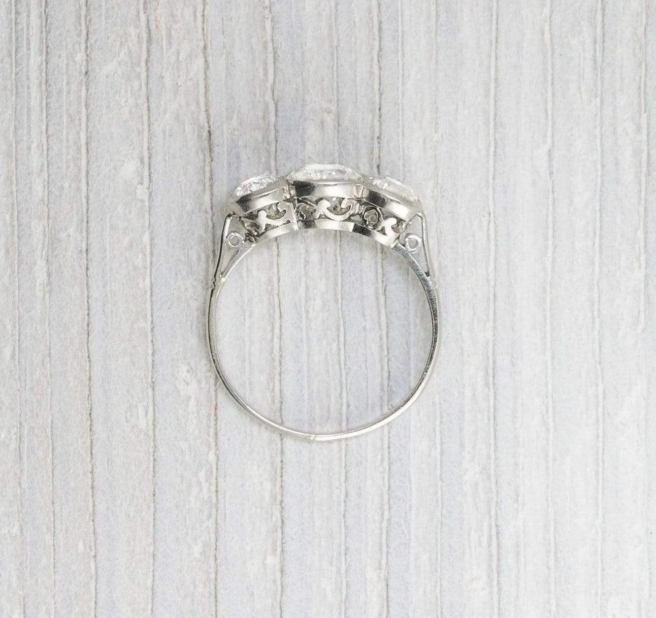 .75 Carat Three Stone Vintage Art Deco Engagement Ring - Image 4