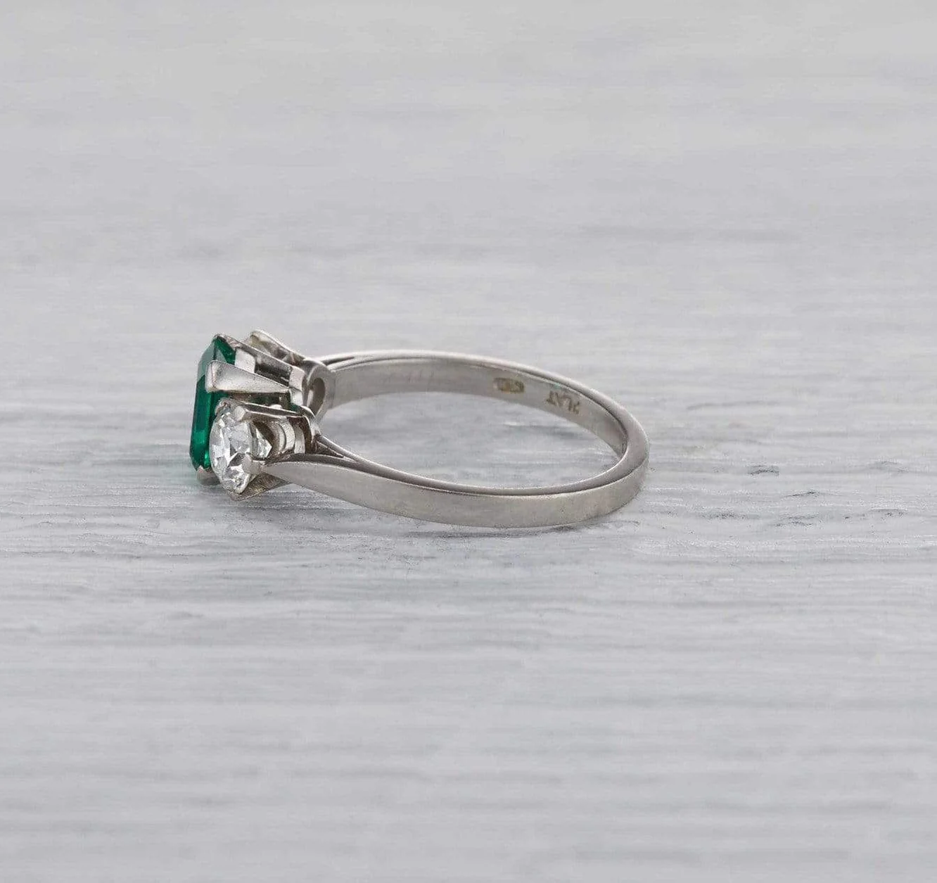 .80 Carat Art Deco Emerald Three Stone Ring - Image 3