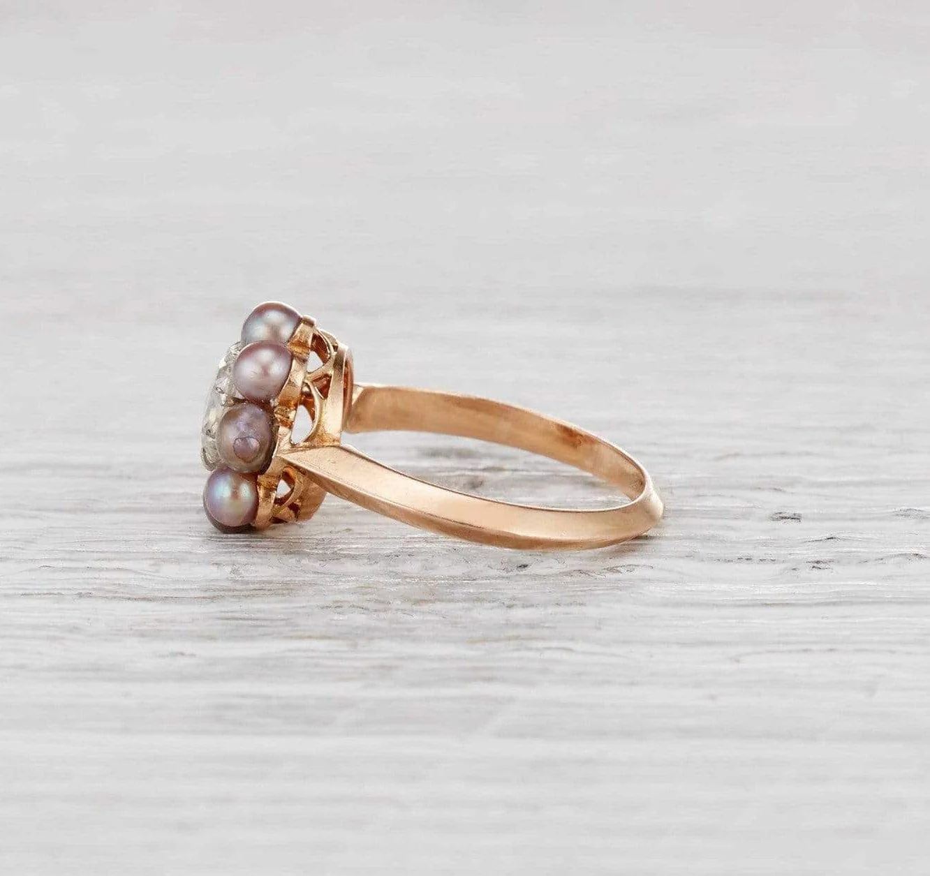 .85 Carat Victorian Diamond and Pearl Cluster Ring - Image 3